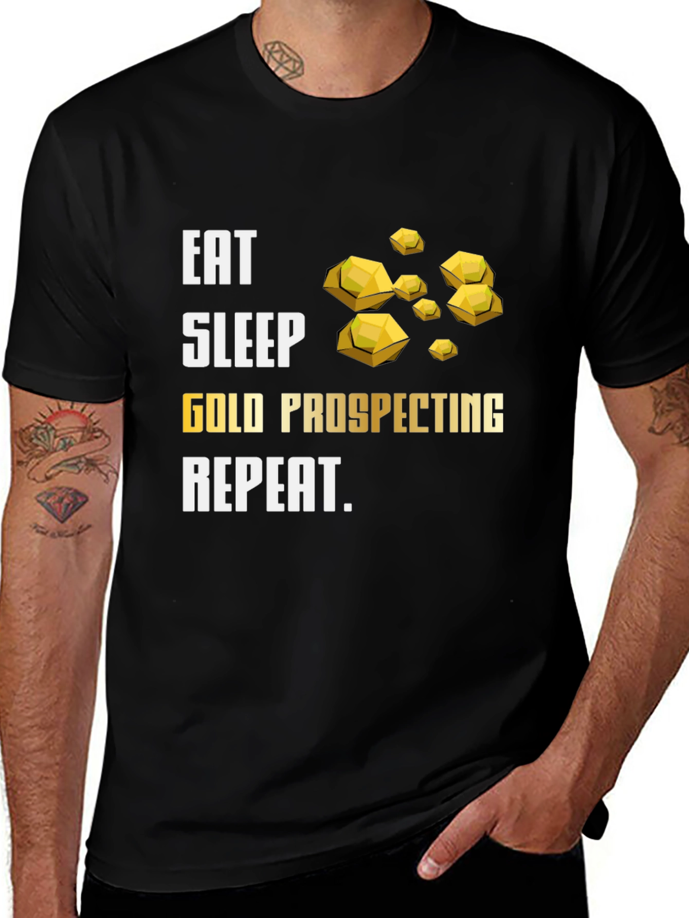 Variant 16 of Eat Sleep Gold Prospecting Repeat Black T-Shirt