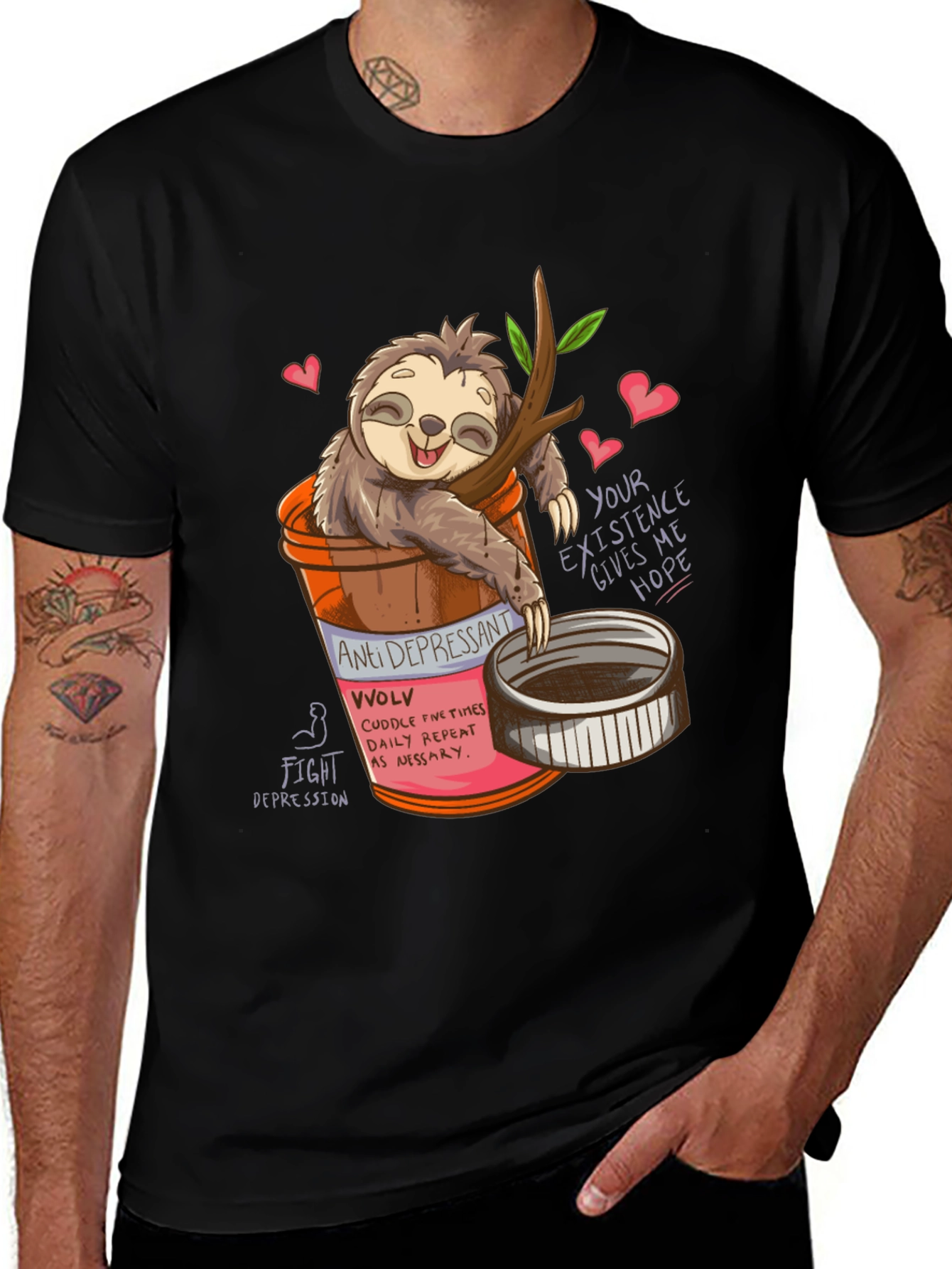 Variant 4 of Cute Sloth Anti-Depressant Funny T-Shirt