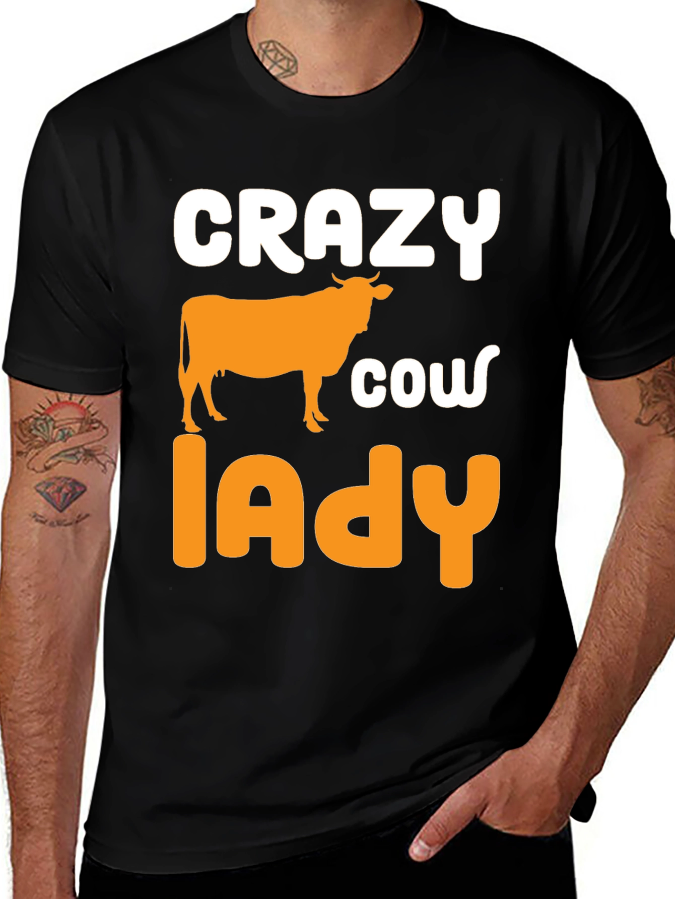 Variant 15 of Crazy Cow Lady Black Graphic Tee