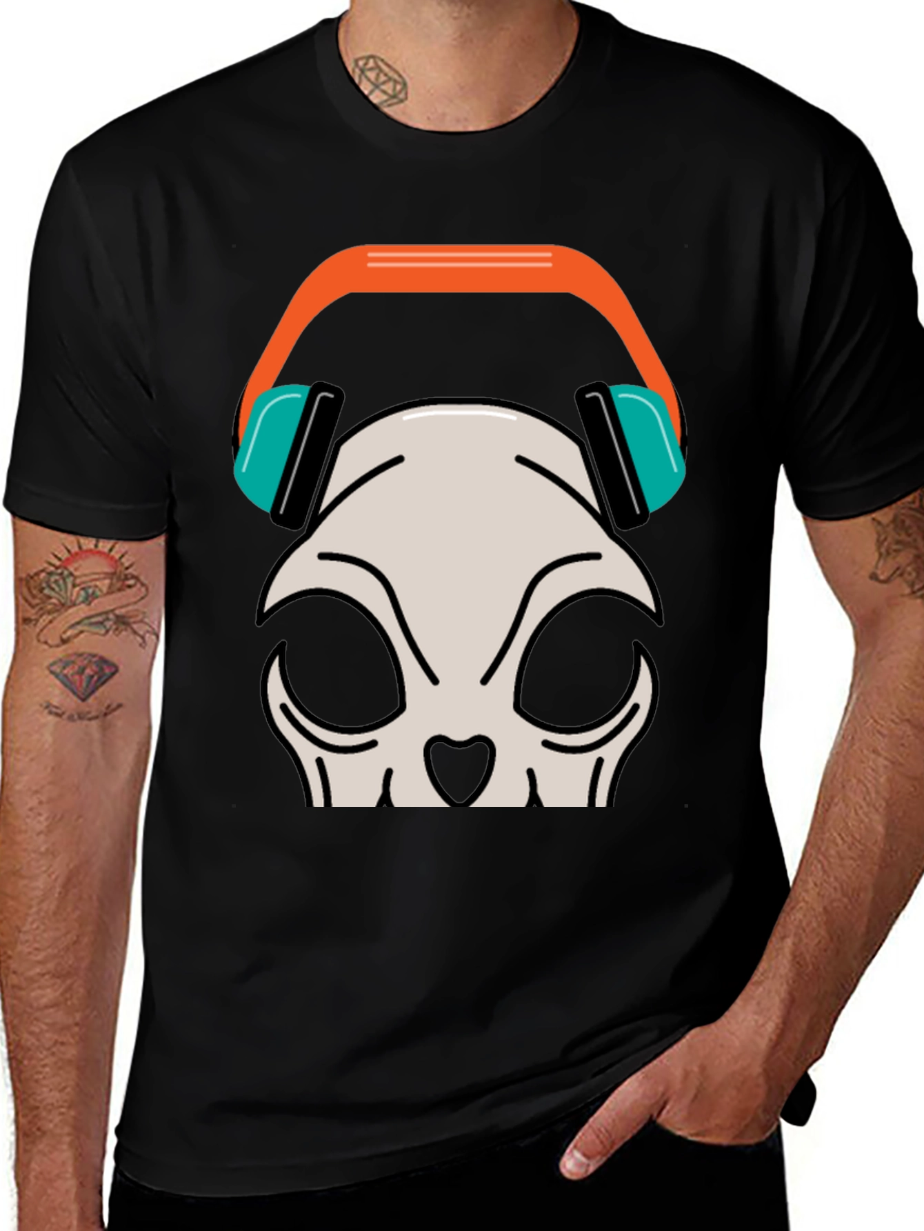 Variant 12 of Skull Headphone Graphic T-Shirt