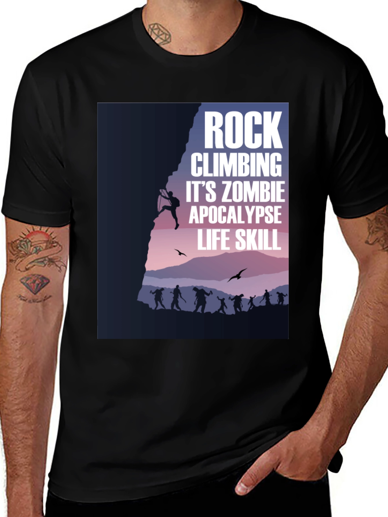 Variant 22 of Rock Climbing Zombie Apocalypse T-Shirt