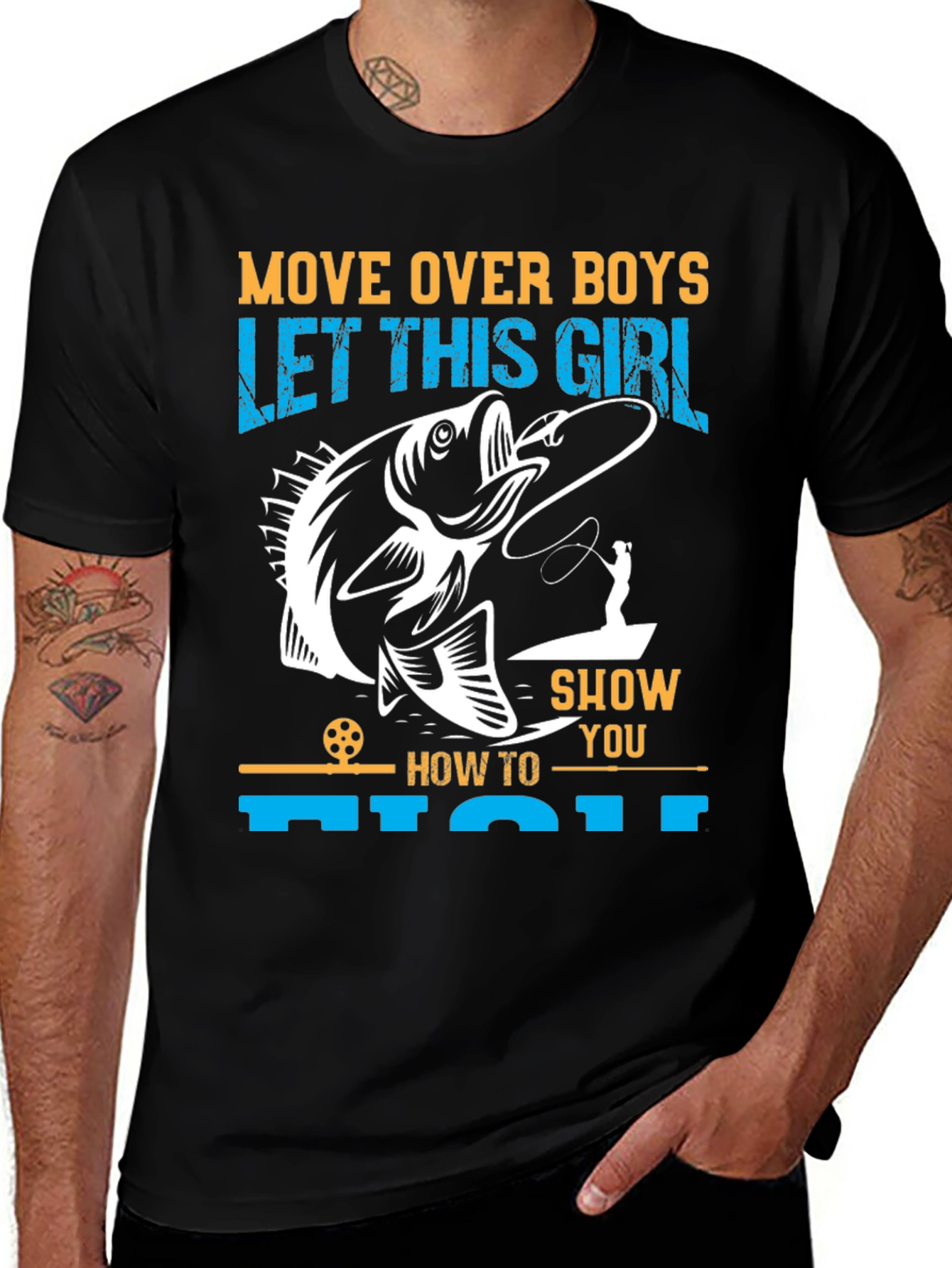 Variant 11 of Move Over Boys Girl Fishing T-Shirt