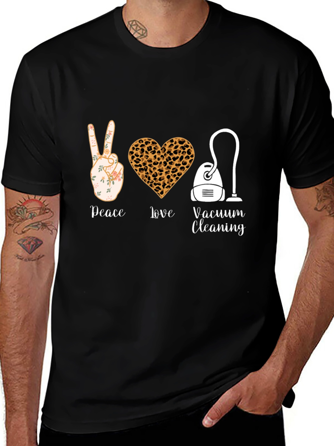 Variant 2 of Peace Love Vacuum Cleaning Graphic Tee