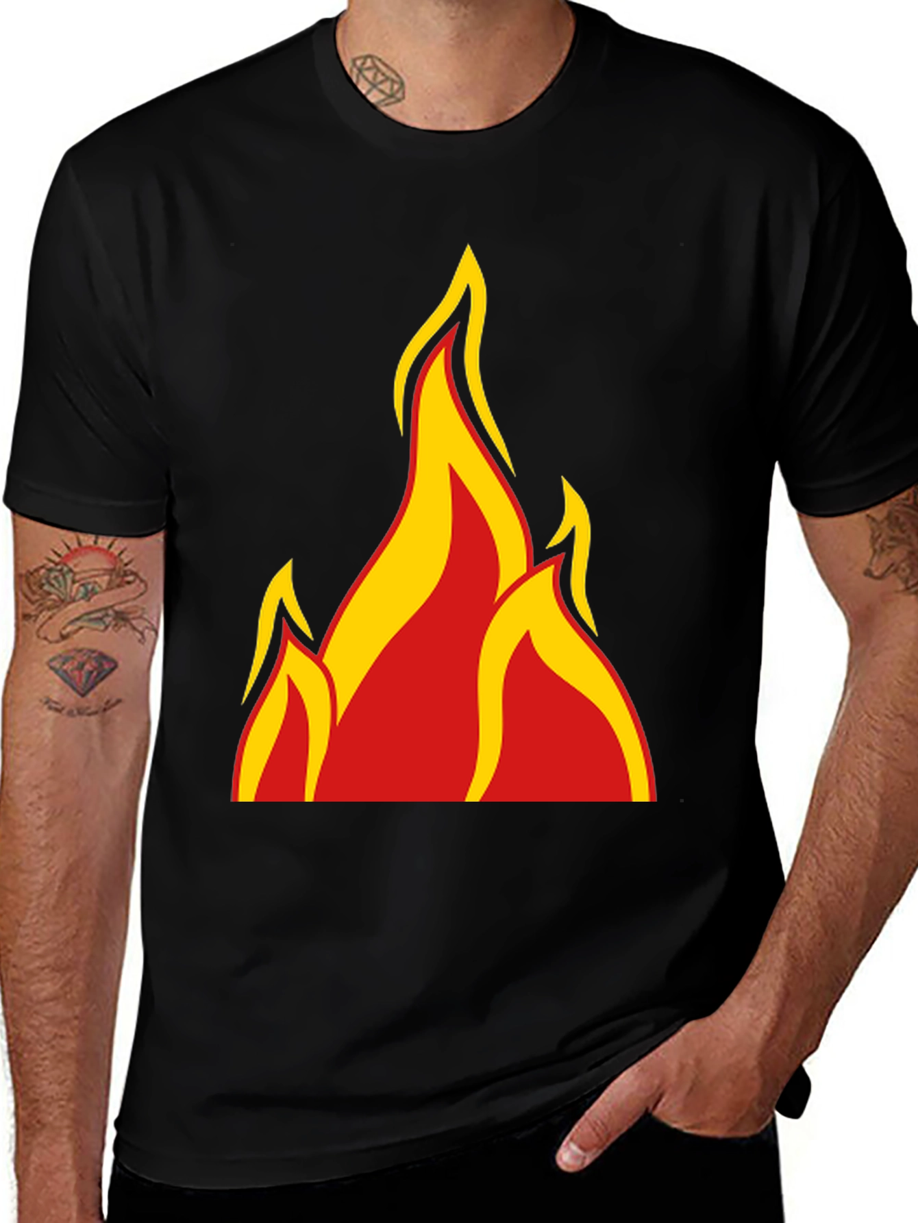 Variant 9 of Fiery Graphic Tee - Bold Flame Design