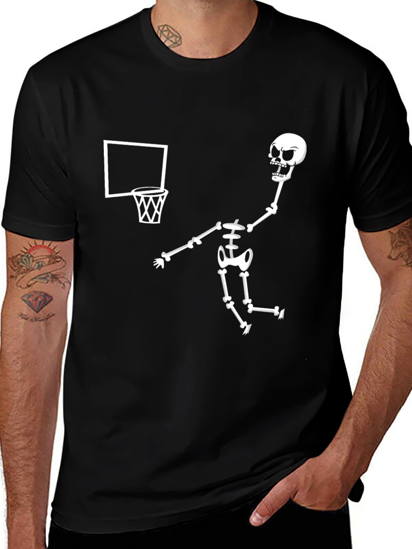 Variant 25 of Skeleton Dunk T-Shirt - Black Cotton Graphic Tee