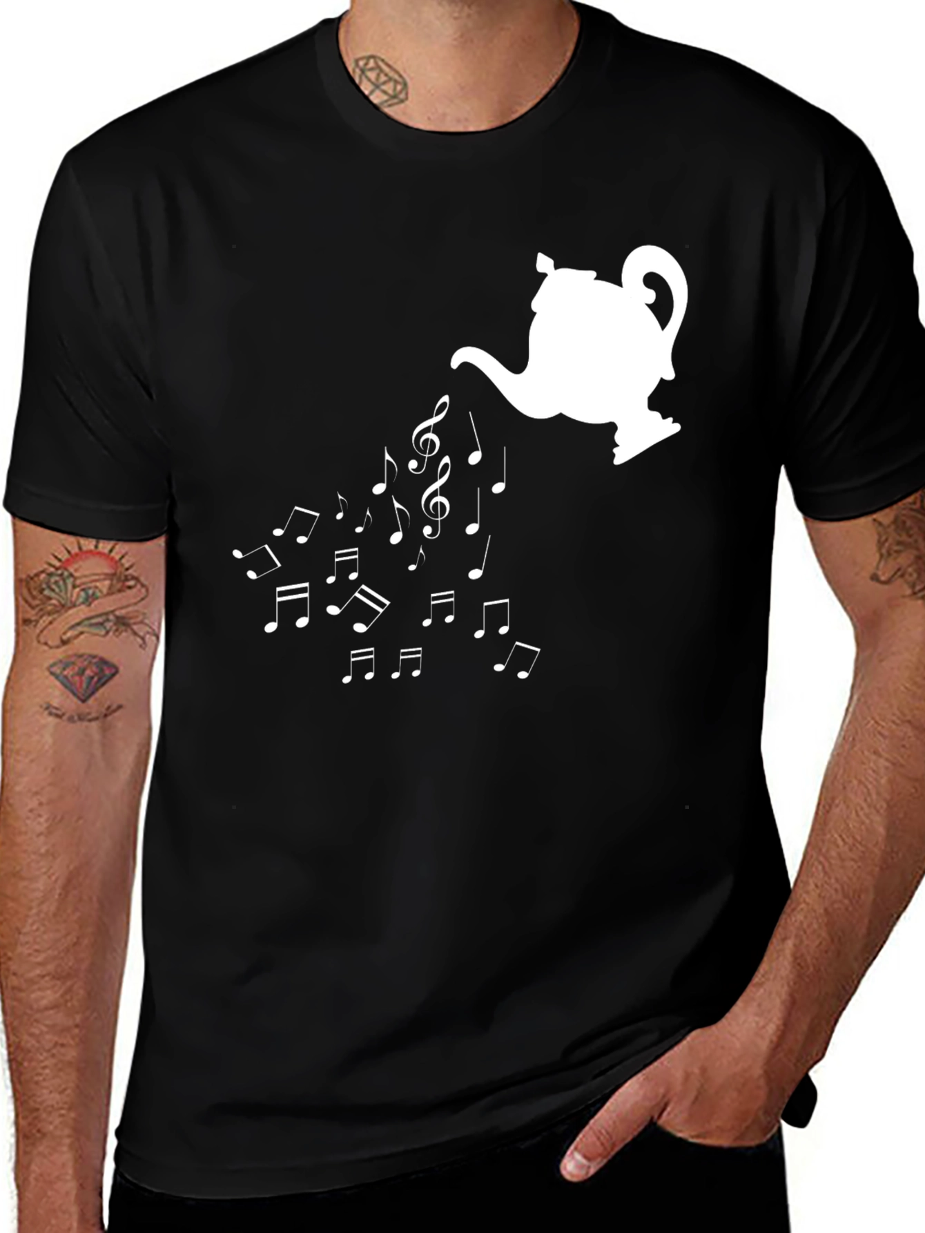 Variant 26 of Musical Tea T-Shirt - Black Cotton Tee