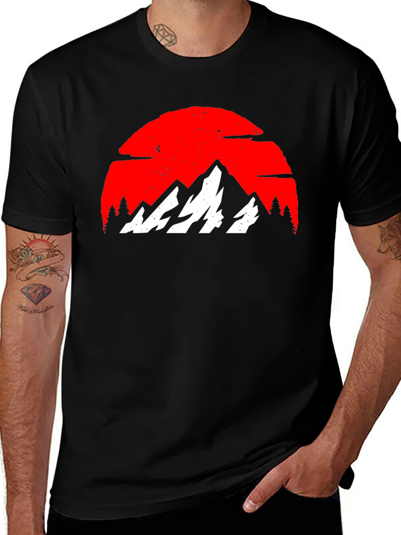 Variant 23 of Mountain Sunset Graphic Tee - Black