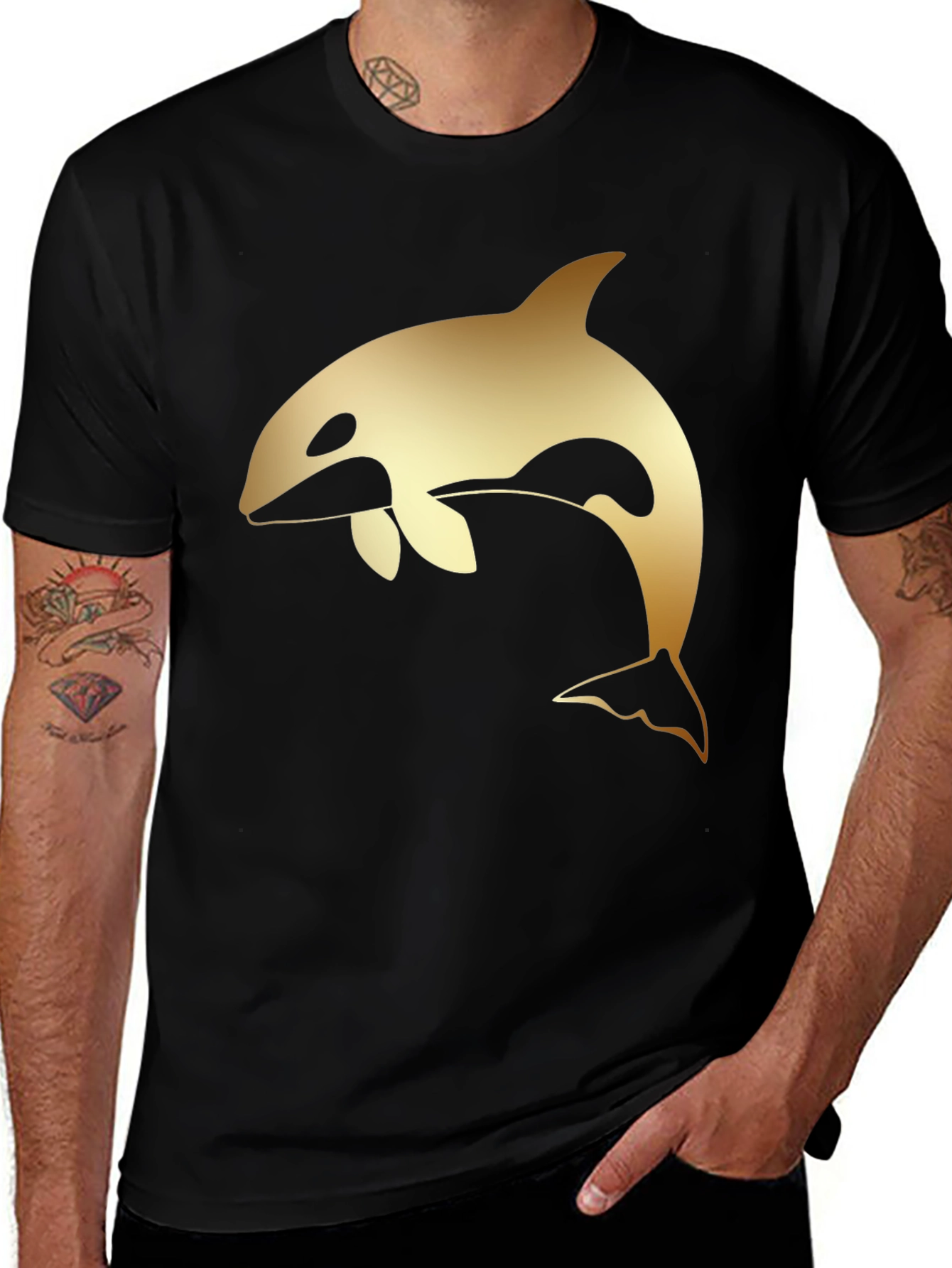 Orca Graphic Tee - Stylish Black Cotton T-Shirt
