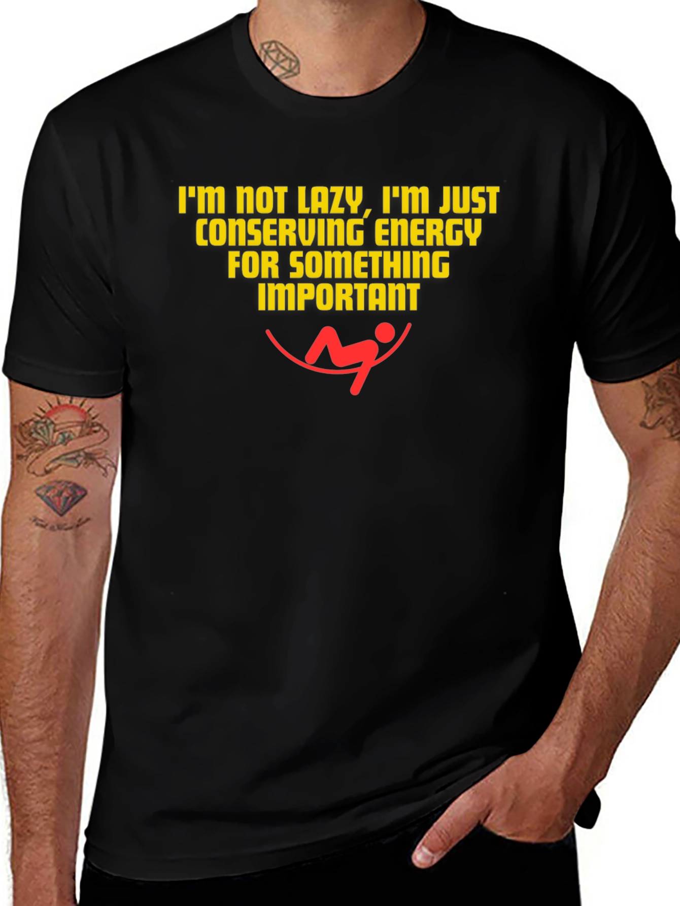 Variant 22 of Funny Lazy Energy Conserving Black T-Shirt