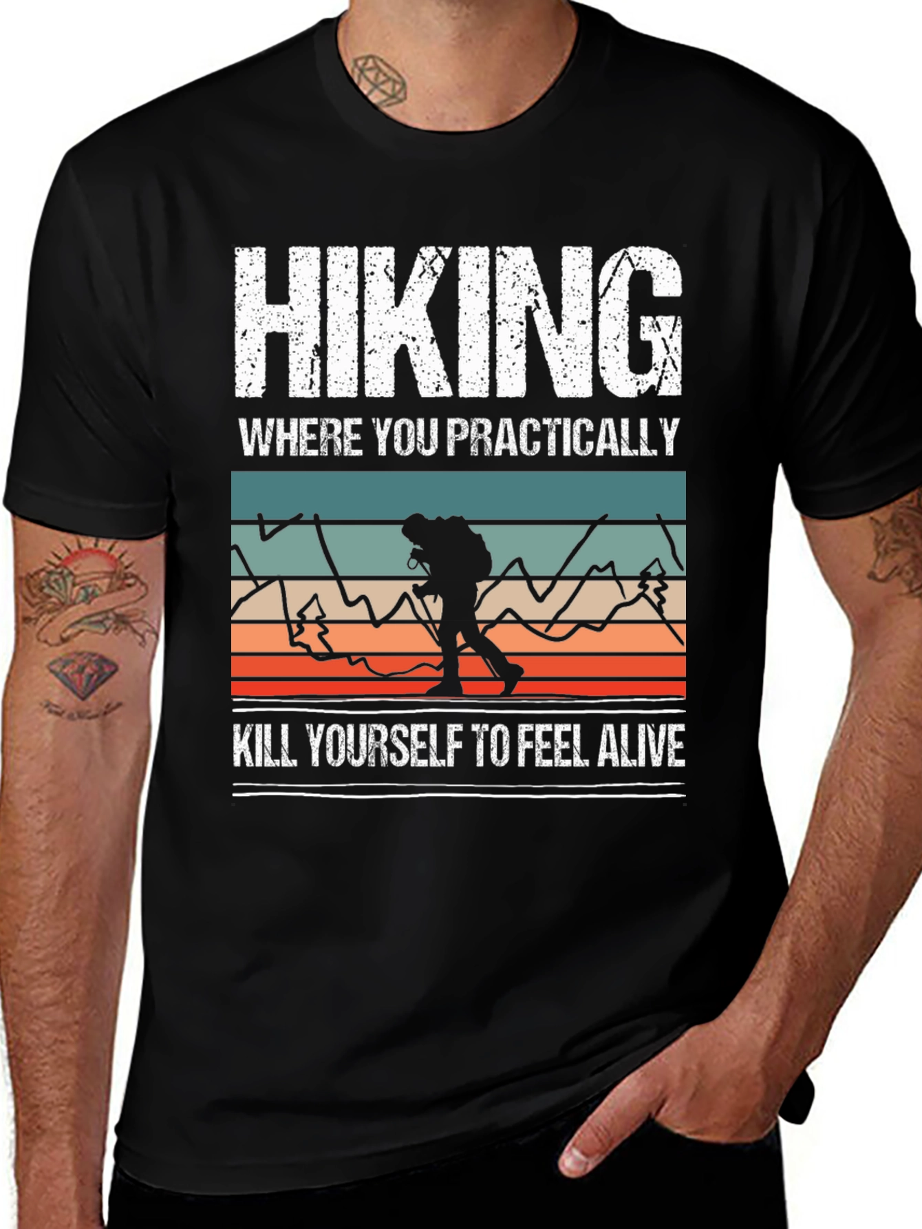 Variant 13 of Hiking Where You Practically Kill Yourself T-Shirt