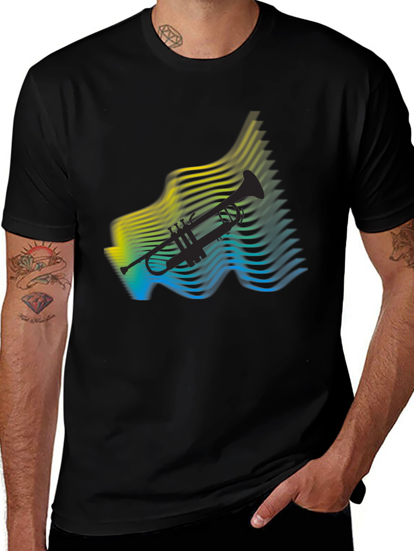 Variant 30 of Abstract Trumpet Graphic Tee - Cool Music Lover Shirt
