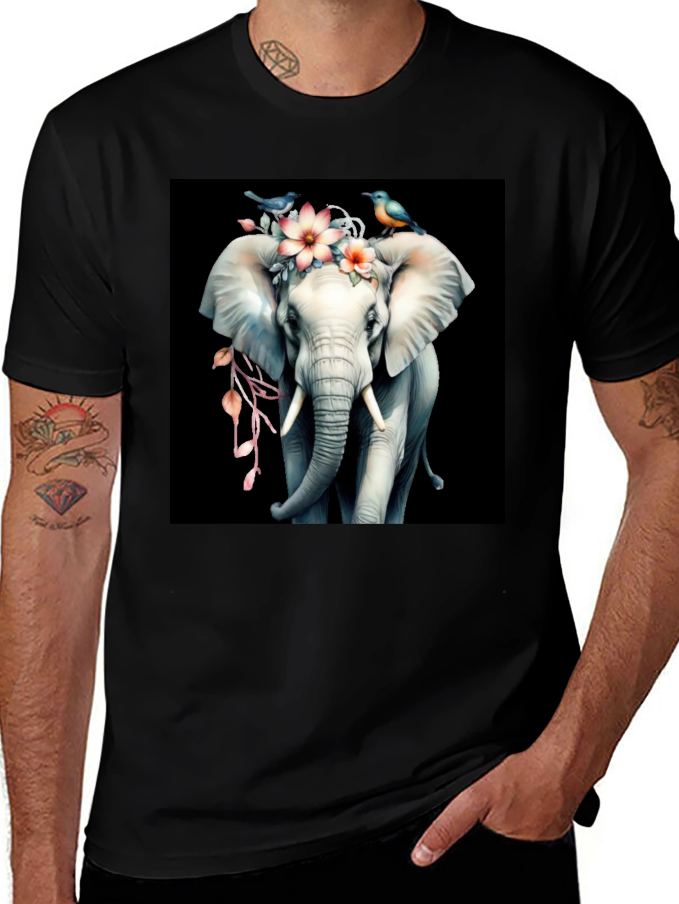 Variant 16 of Floral Elephant Graphic Tee - Unique Design