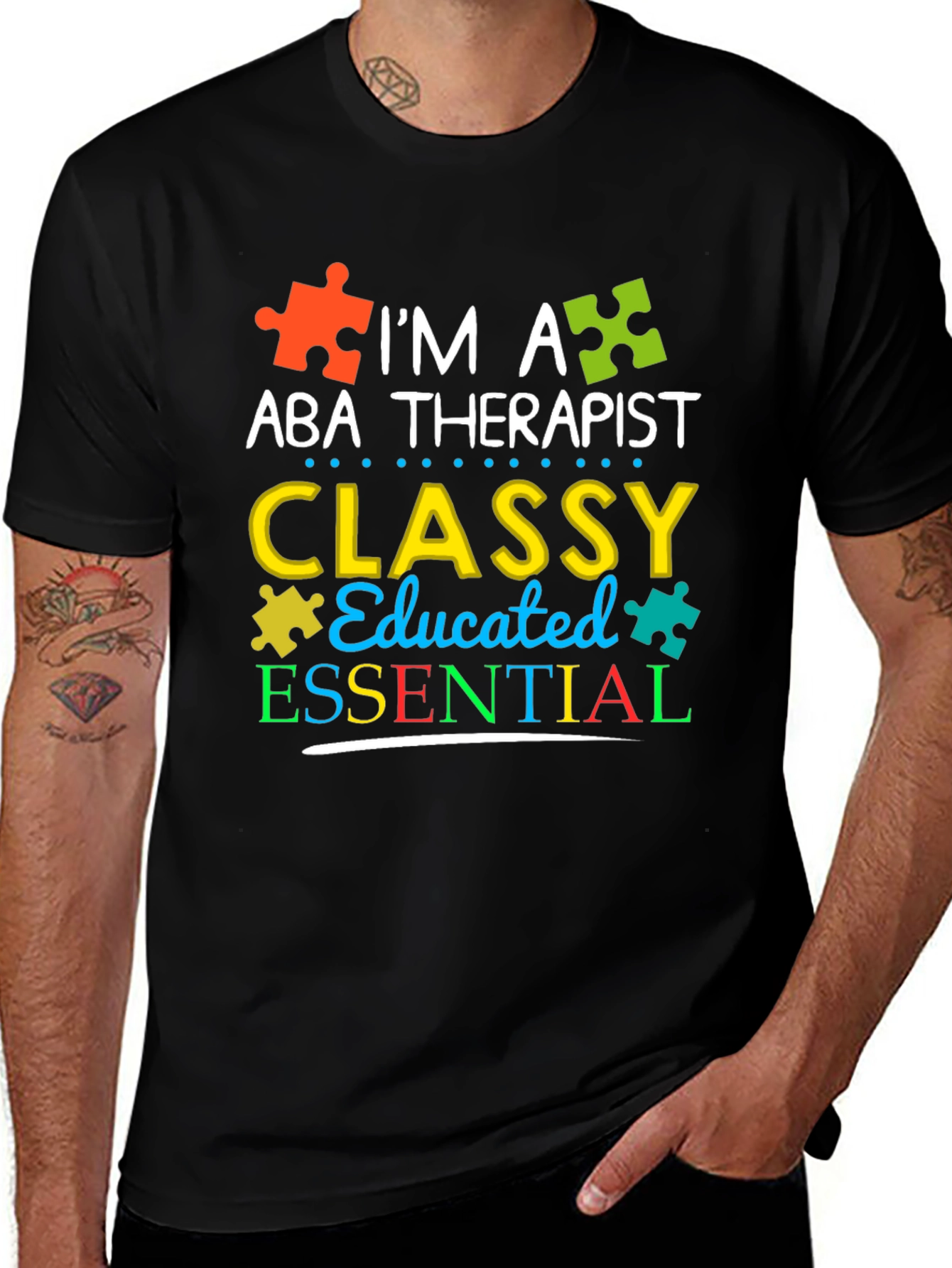 ABA Therapist Puzzle Piece Graphic Tee - Classy Educated Essential
