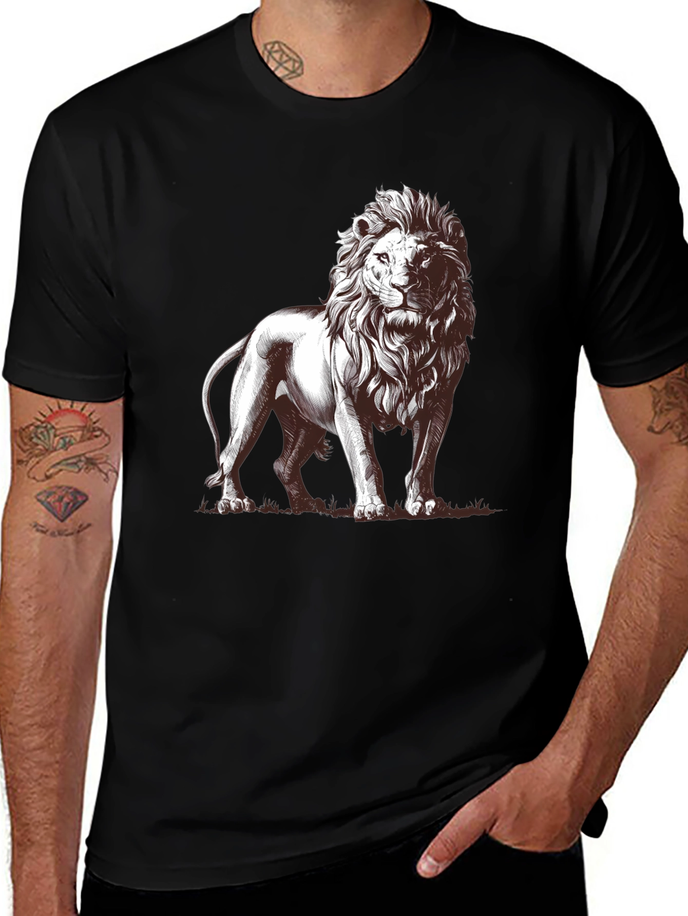 Variant 24 of Lion Graphic Black T-Shirt