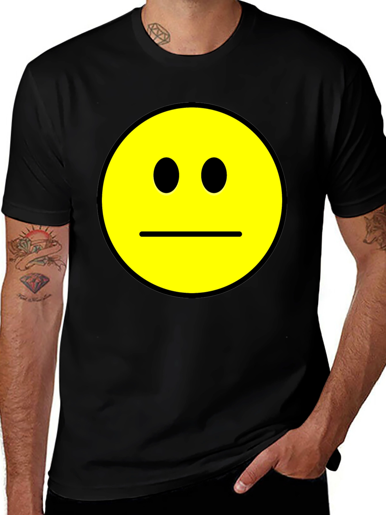 Variant 21 of Neutral Face Emoji Graphic T-Shirt - Black