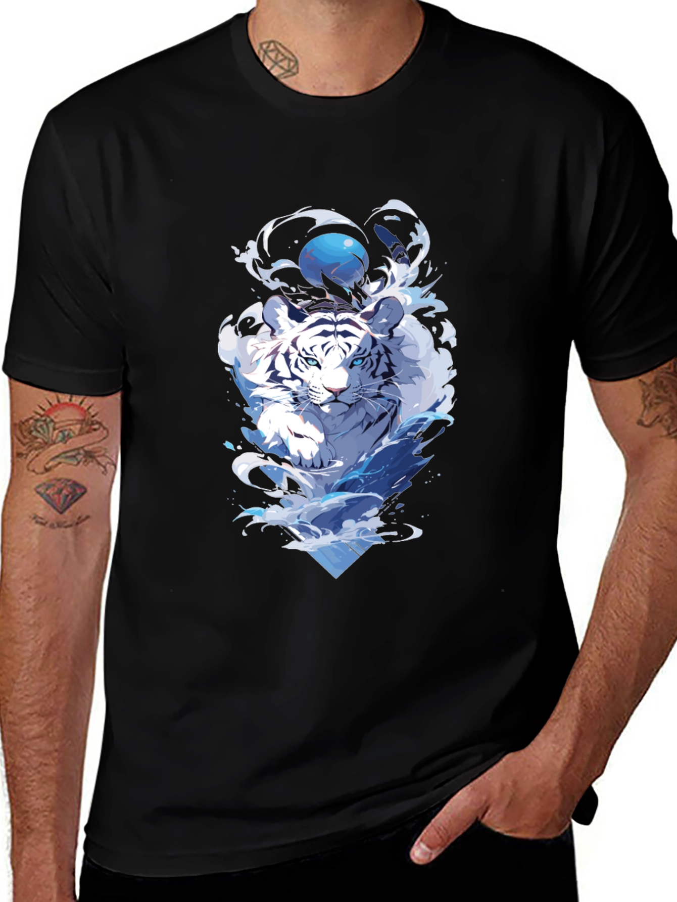 White Tiger Graphic Tee - Cool Animal Print Shirt