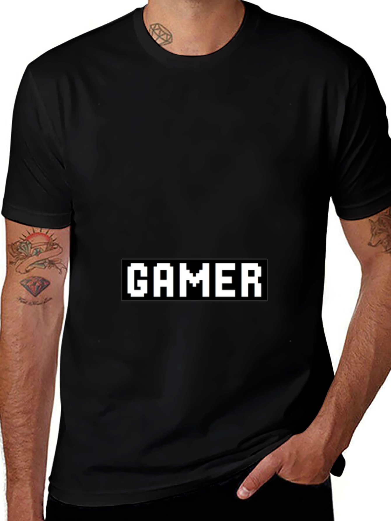 Variant 7 of Pixel Gamer Black T-Shirt - Retro Gaming Style