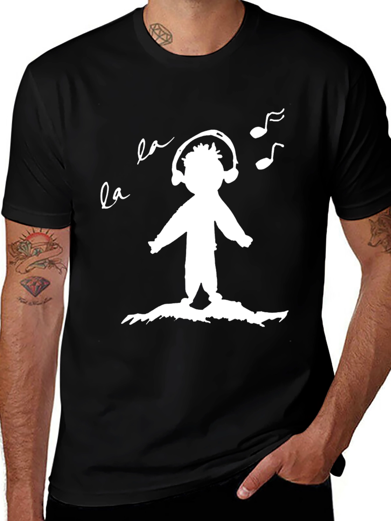 Variant 29 of Music Lover's Tee: Black Graphic Print T-Shirt