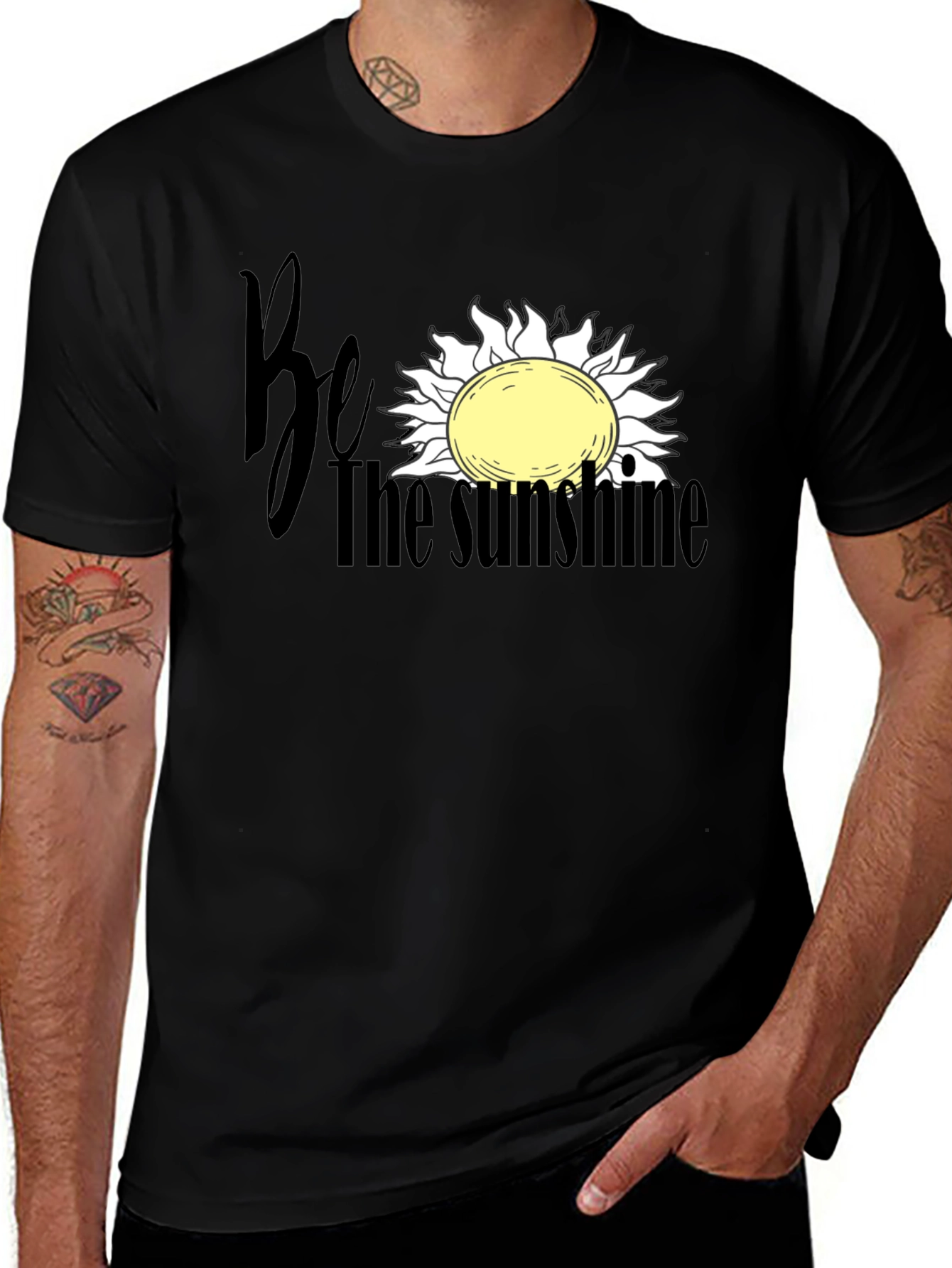 Variant 17 of Be the Sunshine Graphic Tee - Soft Black Cotton
