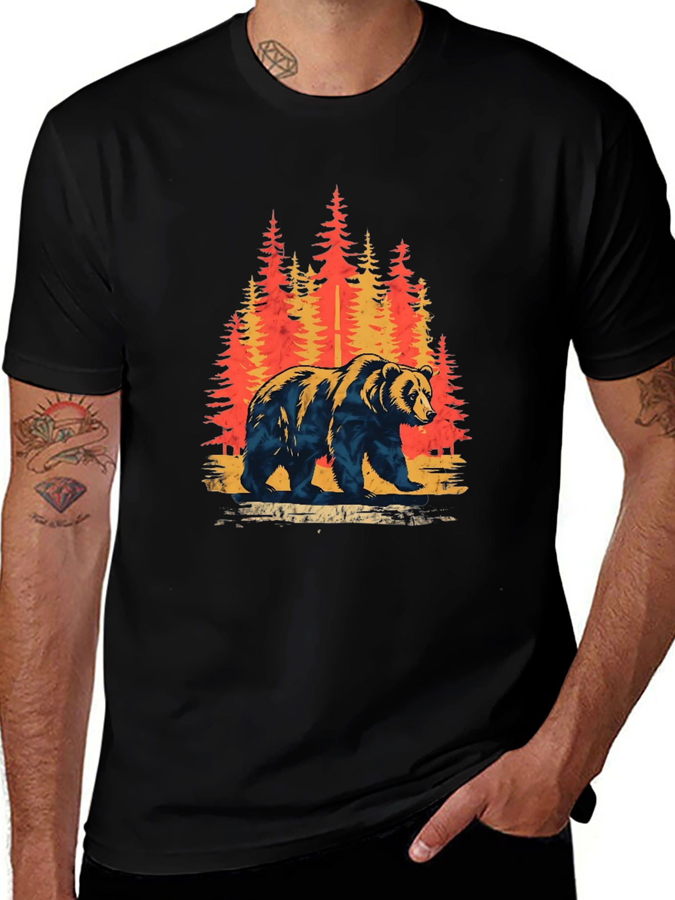 Variant 11 of Bear in Forest Graphic Tee - Nature Lover's T-Shirt