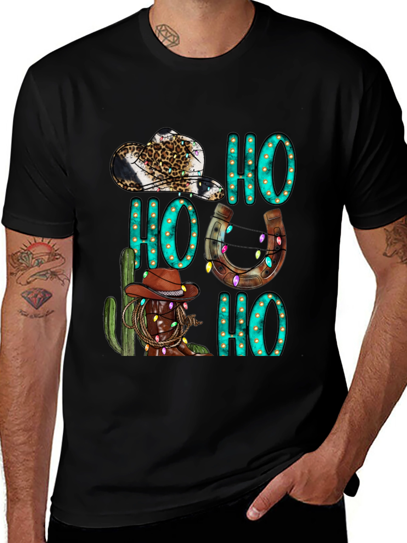 Western Christmas T-Shirt - Ho Ho Ho Cowboy Tee