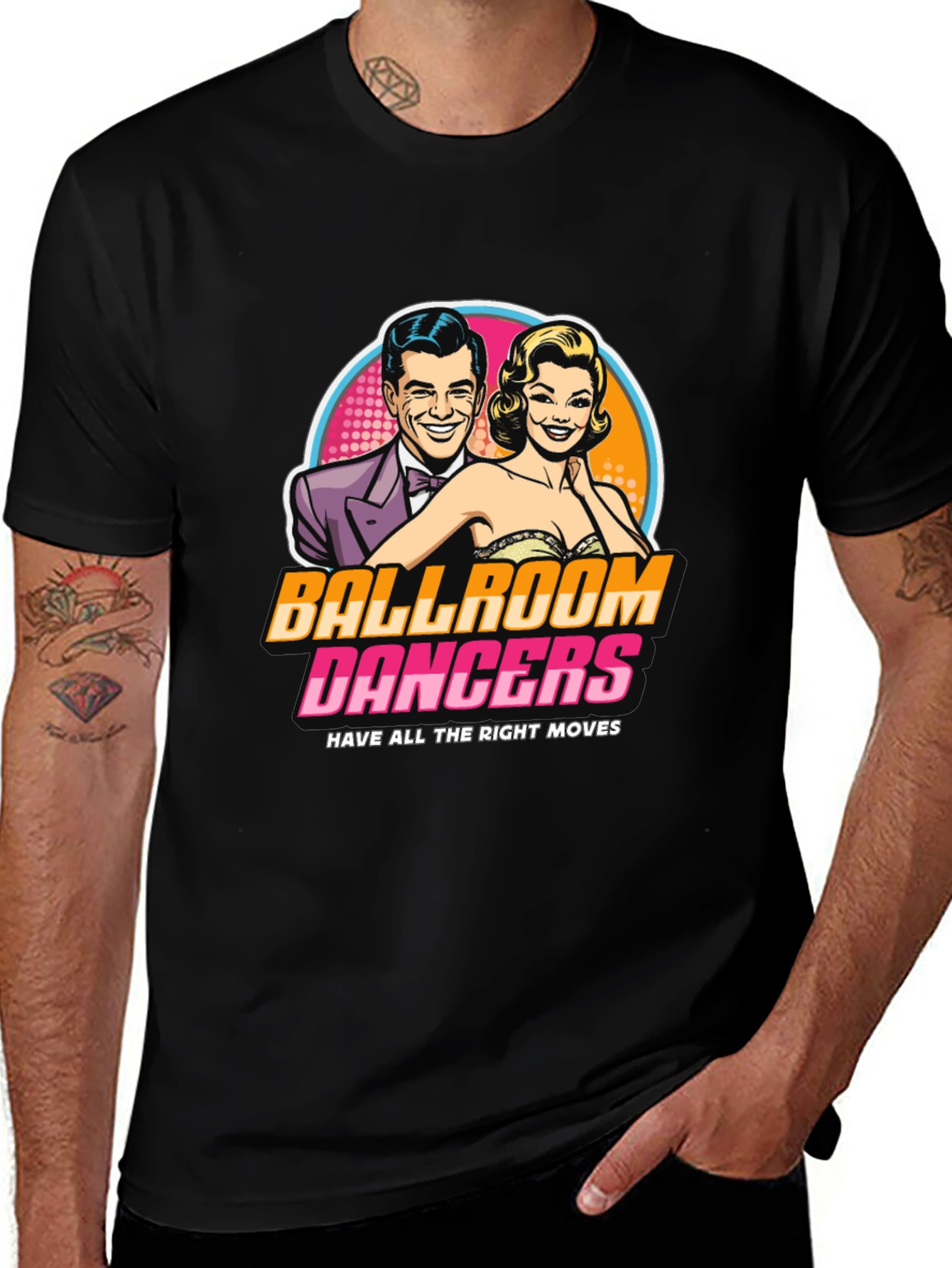 Variant 10 of Ballroom Dancers Graphic T-Shirt, Retro Style