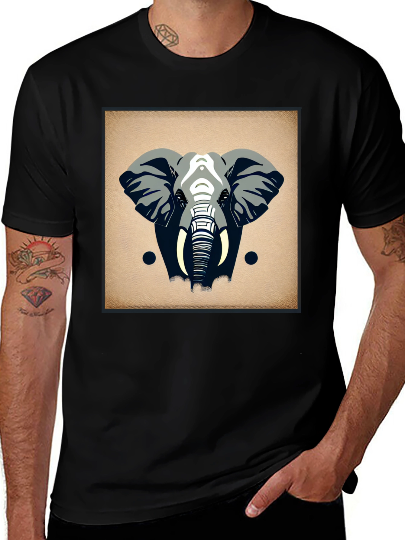 Variant 18 of Elephant Graphic Print Crew Neck T-Shirt