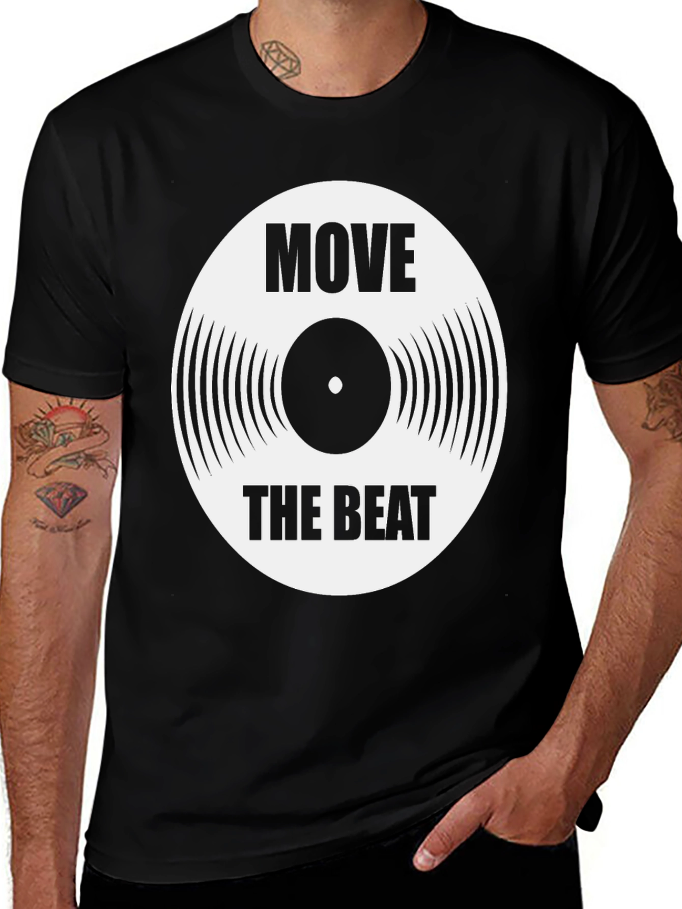 Variant 12 of Move The Beat Vinyl Record Graphic Tee - Music Lover T-Shirt