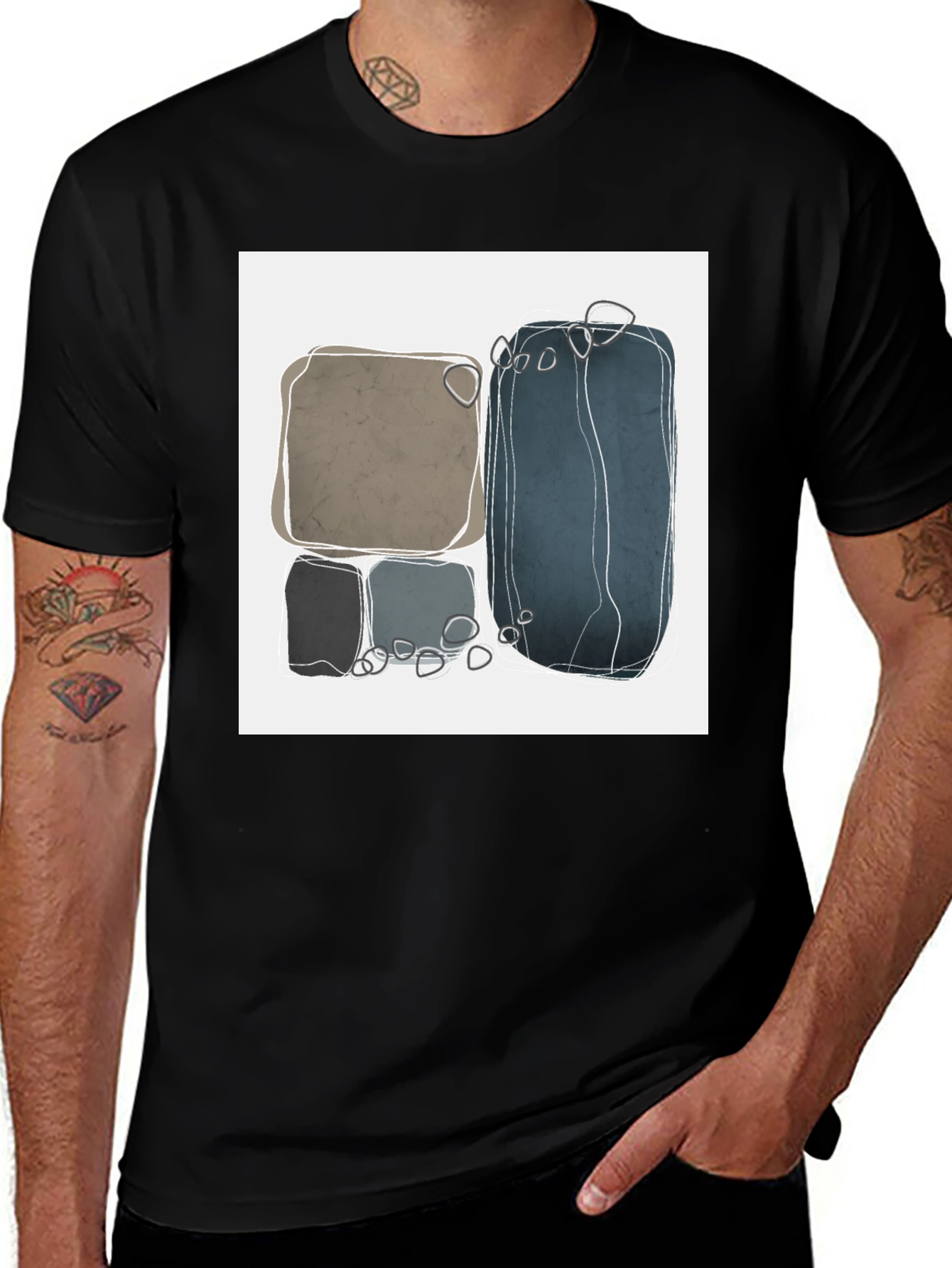 Variant 3 of Abstract Block Graphic Tee - Modern Art Shirt