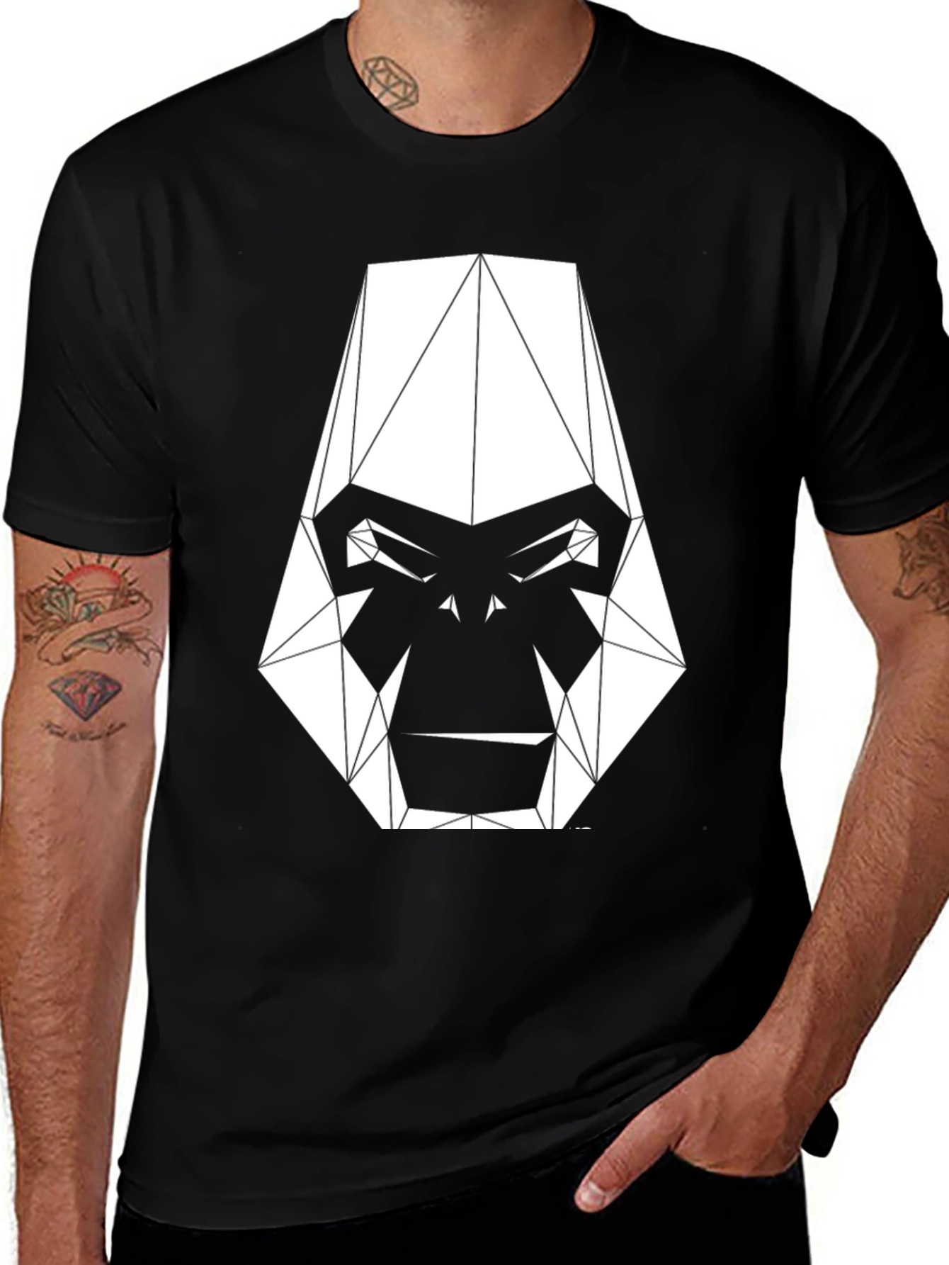 Variant 26 of Geometric Gorilla Graphic Tee - Black