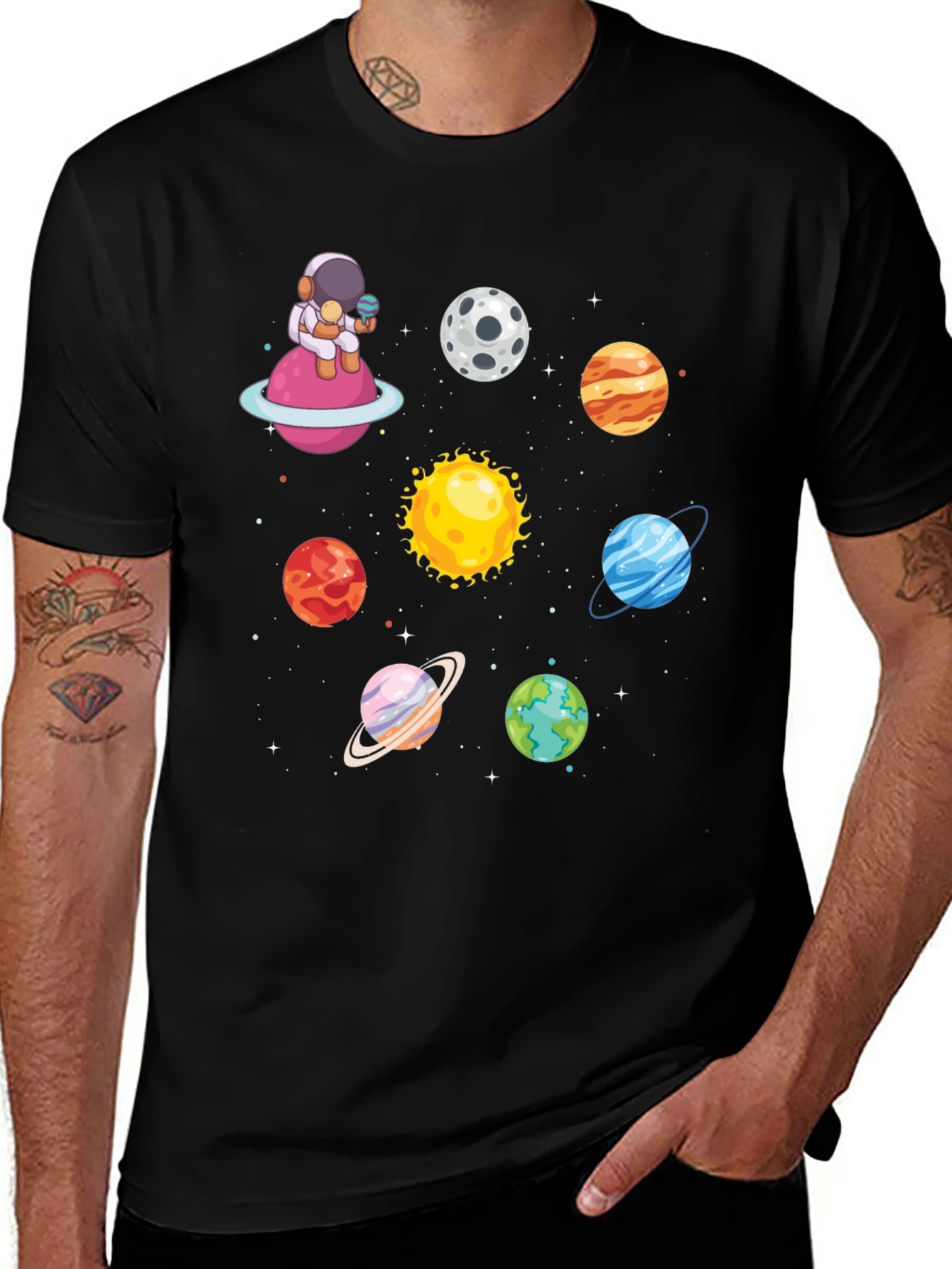 Variant 23 of Astronaut & Planets Graphic Tee - Space Lover's T-Shirt