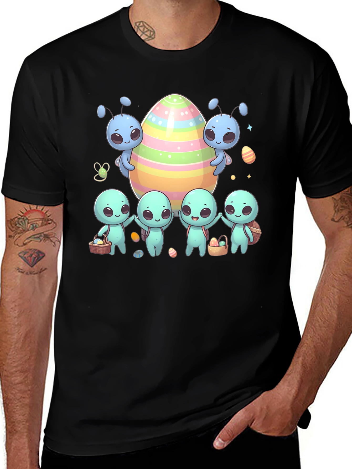 Variant 21 of Alien Easter T-Shirt, Cute Space Egg Hunt Tee