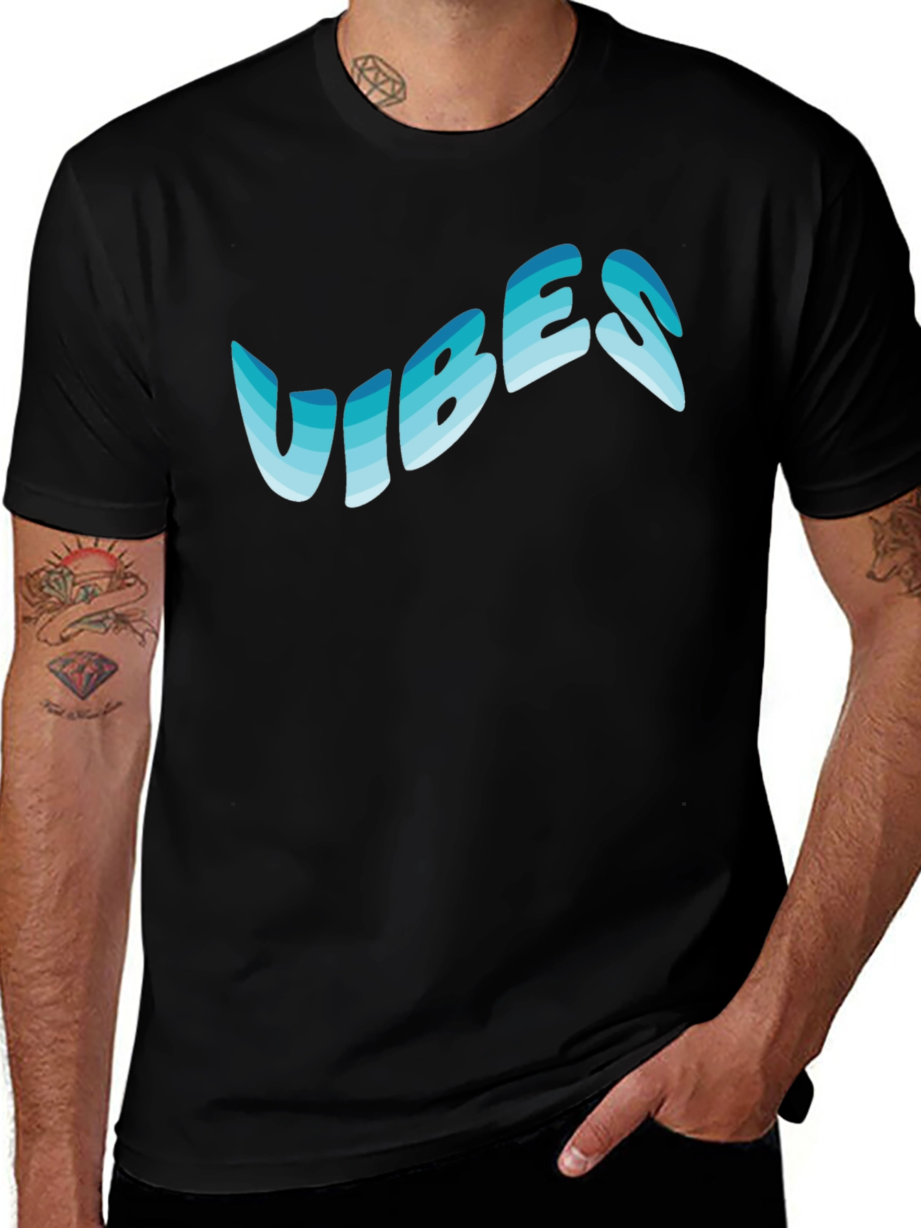 Variant 4 of Cool Vibes Graphic Tee - Black Casual Shirt