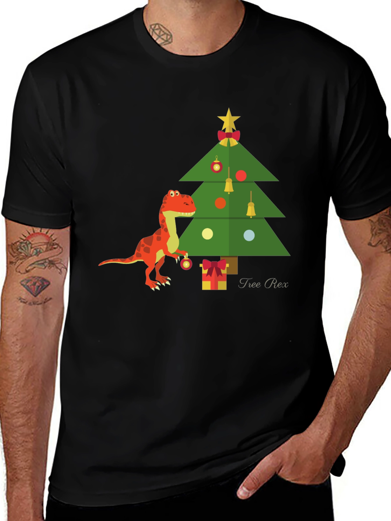 Festive T-Rex Christmas Tree Shirt