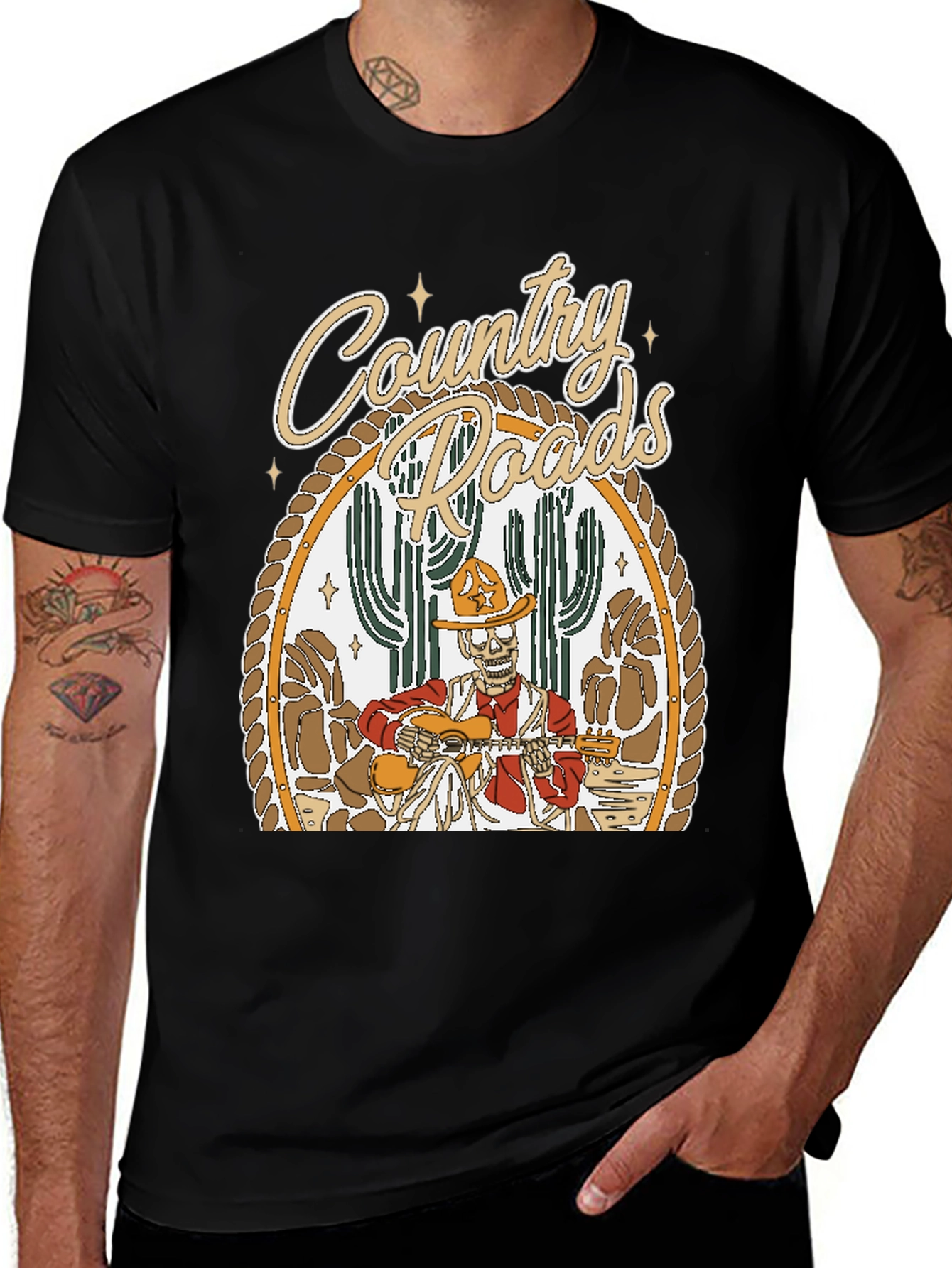 Country Roads Skeleton Graphic Tee
