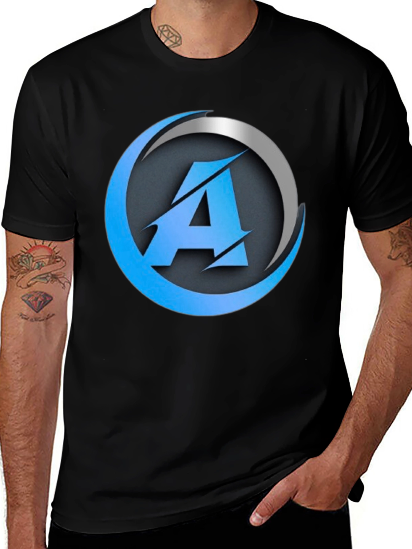 Variant 13 of Modern "A" Logo Black T-Shirt