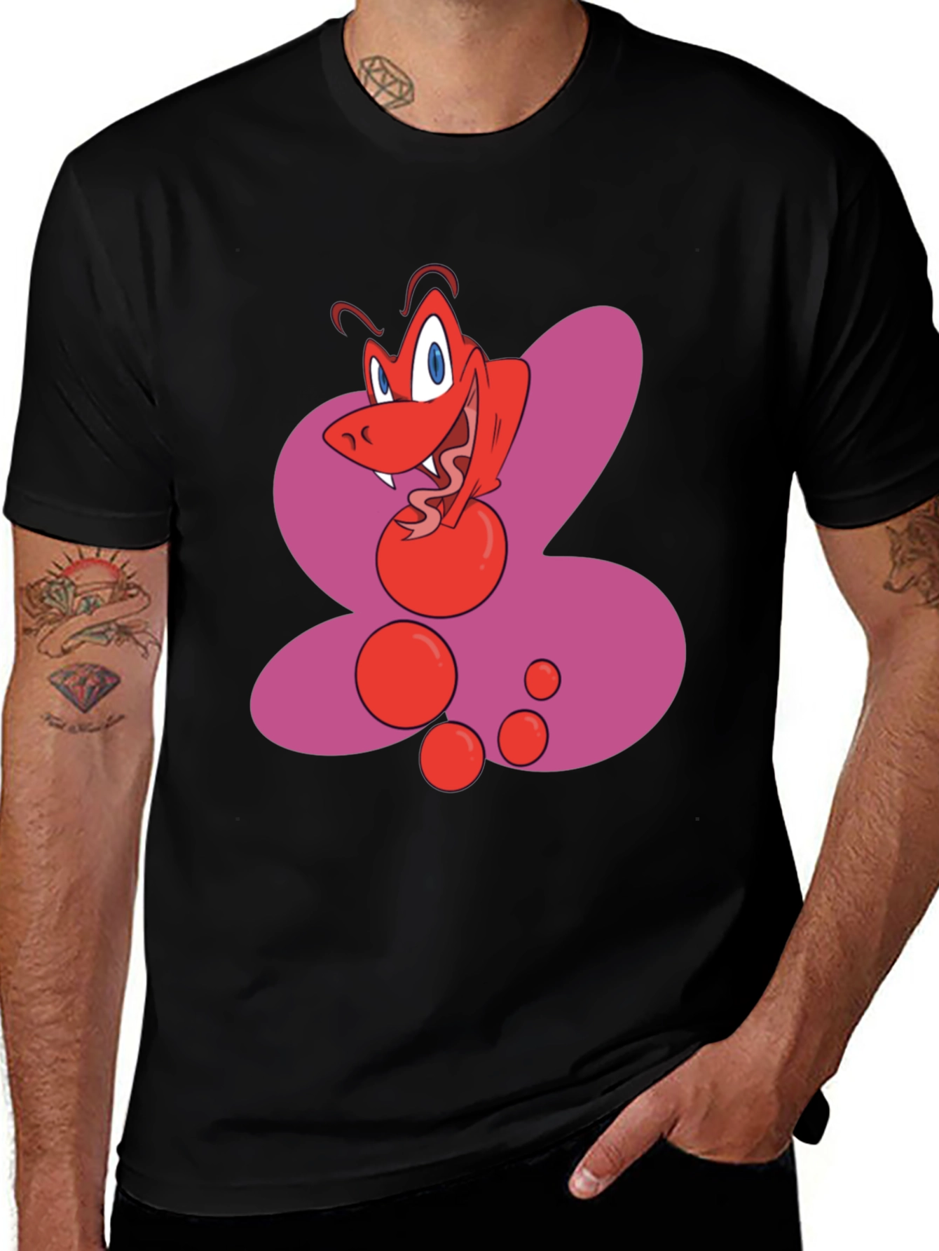 Variant 7 of Cartoon Bug Graphic T-Shirt - Black