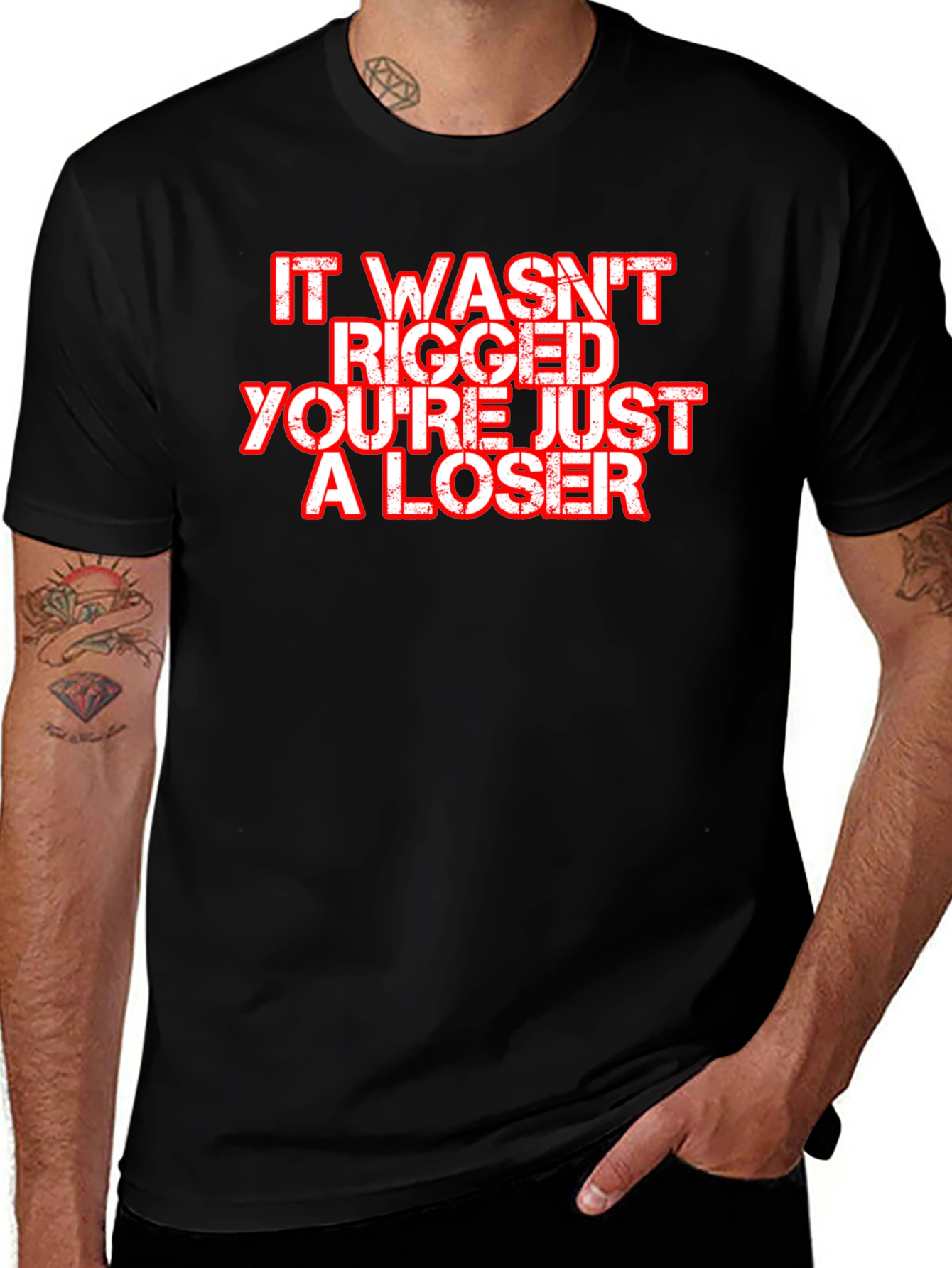 Variant 4 of It Wasn't Rigged Men's Black T-Shirt