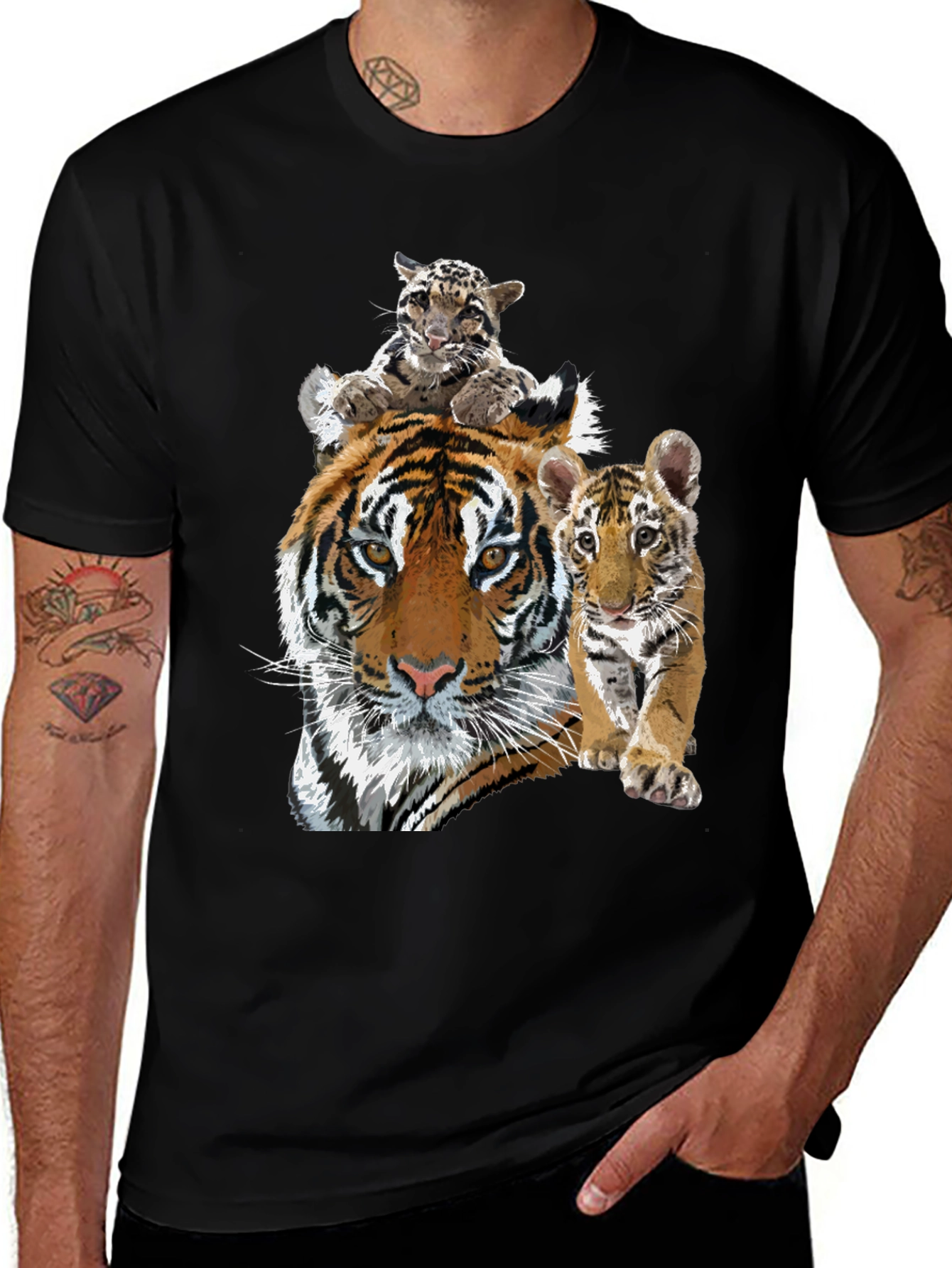 Variant 3 of Tiger Family Graphic Print Tee