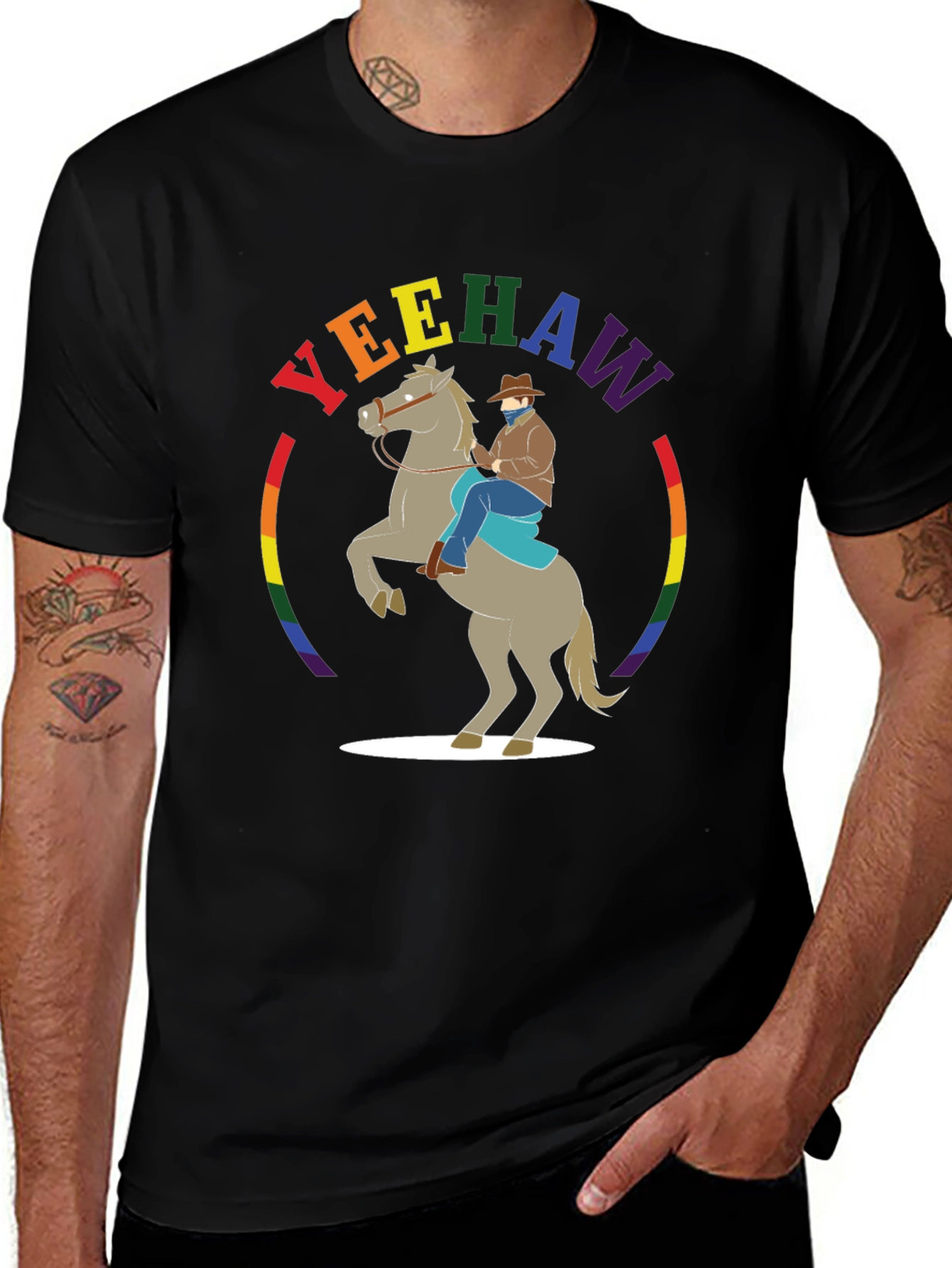 Variant 27 of Yeehaw Rainbow Cowboy Graphic Tee