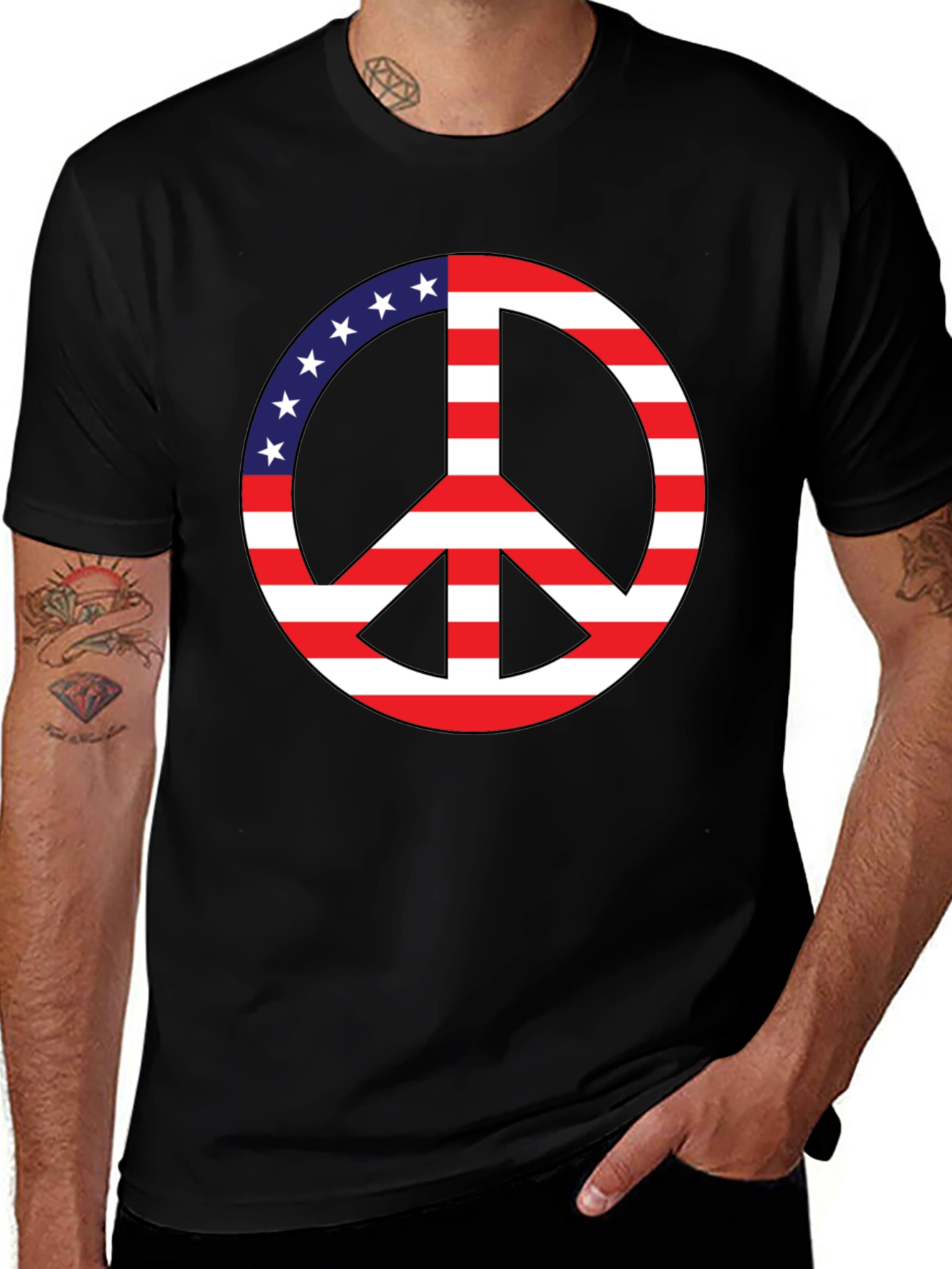 Variant 29 of Peace Sign USA Flag Graphic T-Shirt