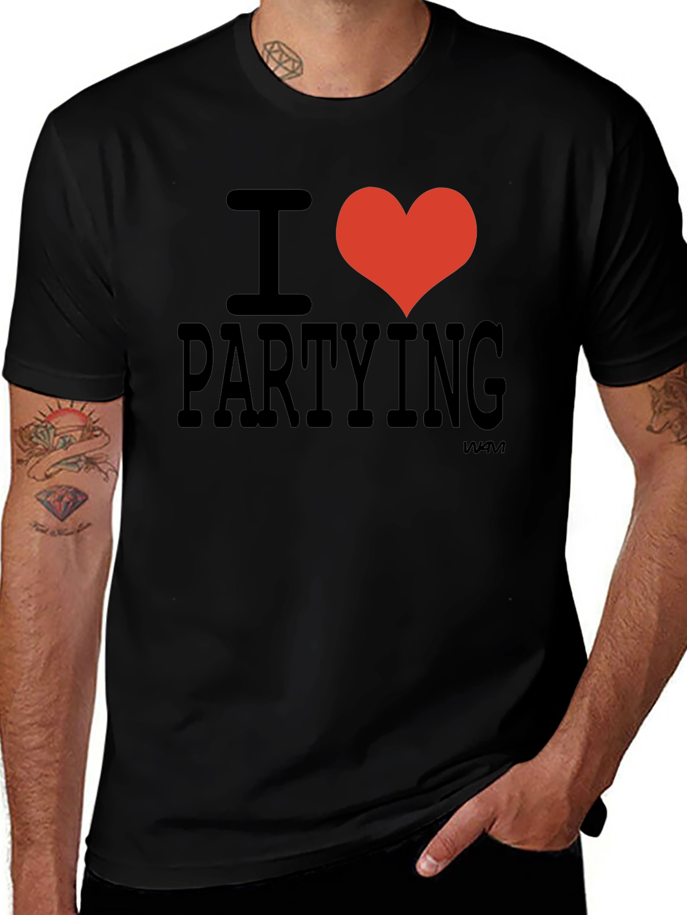 Variant 11 of I Heart Partying Black Graphic Tee Shirt