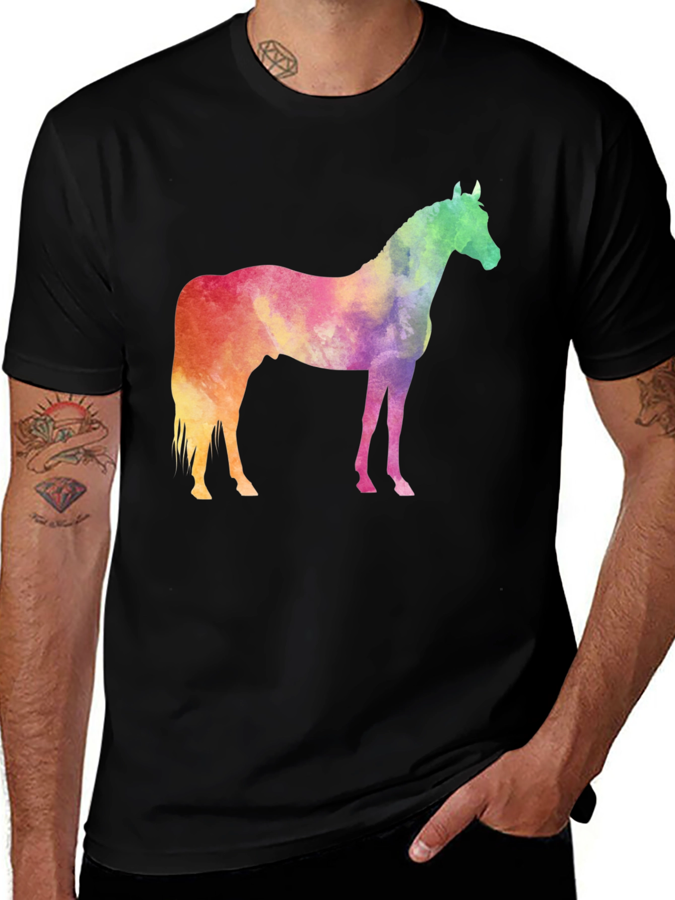 Variant 22 of Watercolor Horse Tee - Stylish Animal Graphic T-Shirt