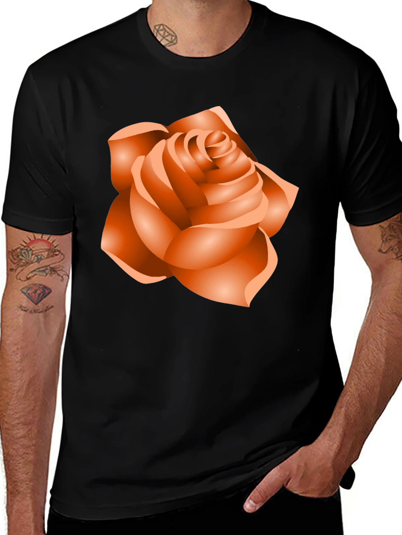Variant 29 of Rose Graphic Black T-Shirt