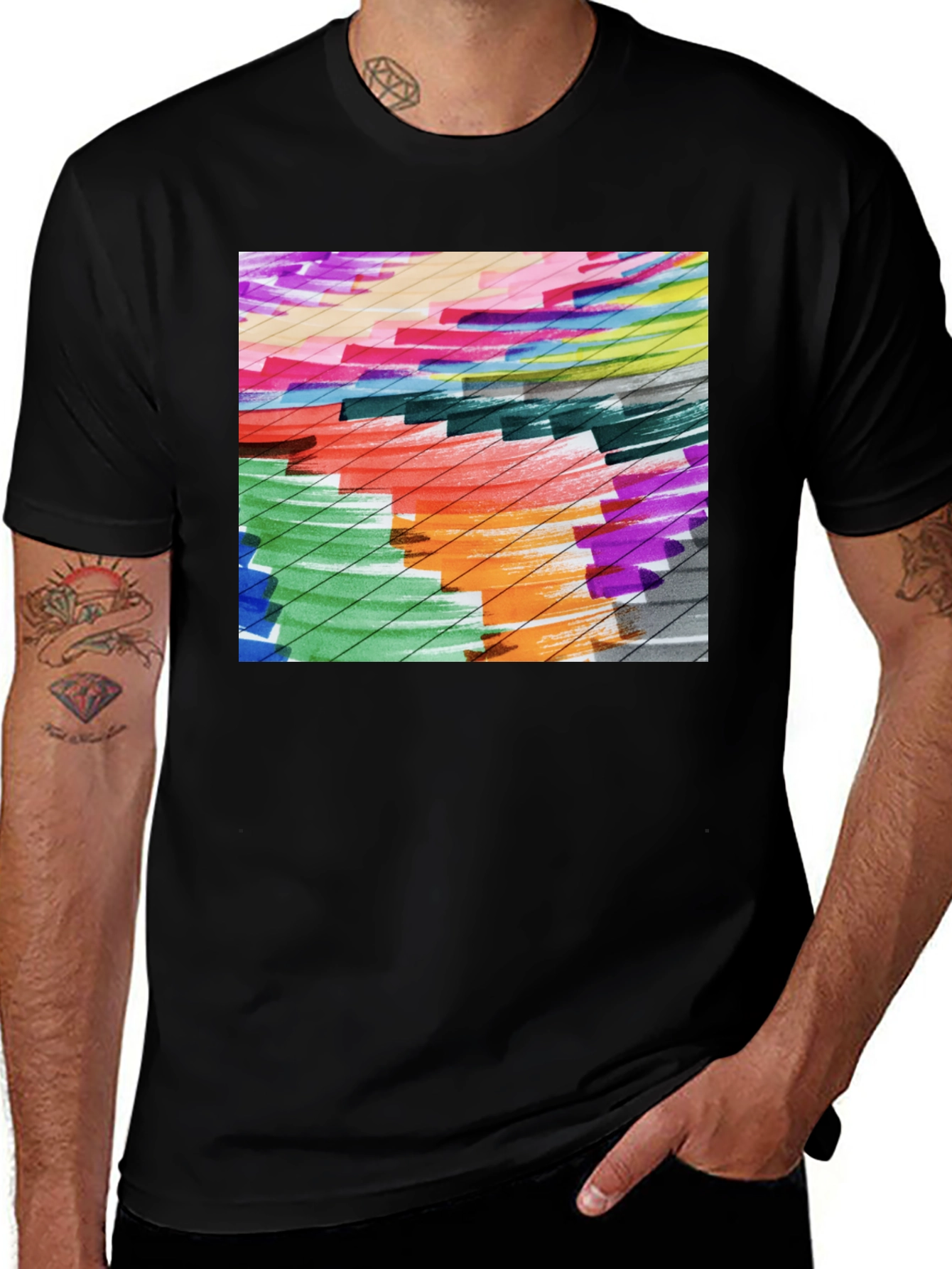 Variant 30 of Abstract Geometric Black T-Shirt