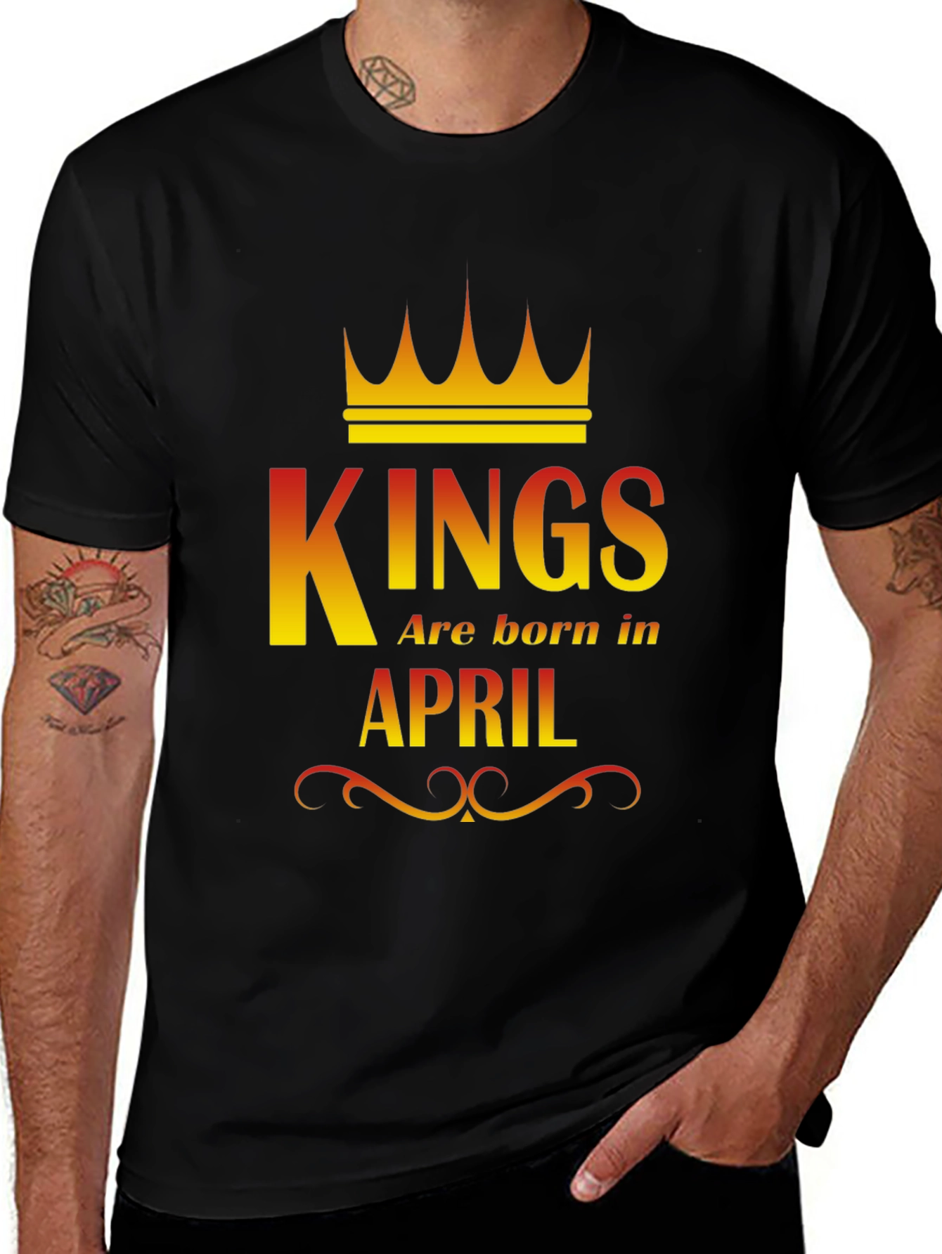 Variant 24 of Kings are Born in April Black T-Shirt