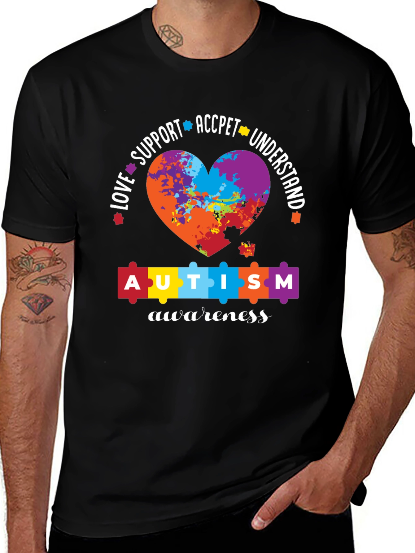 Autism Awareness T-Shirt Love Support Puzzle