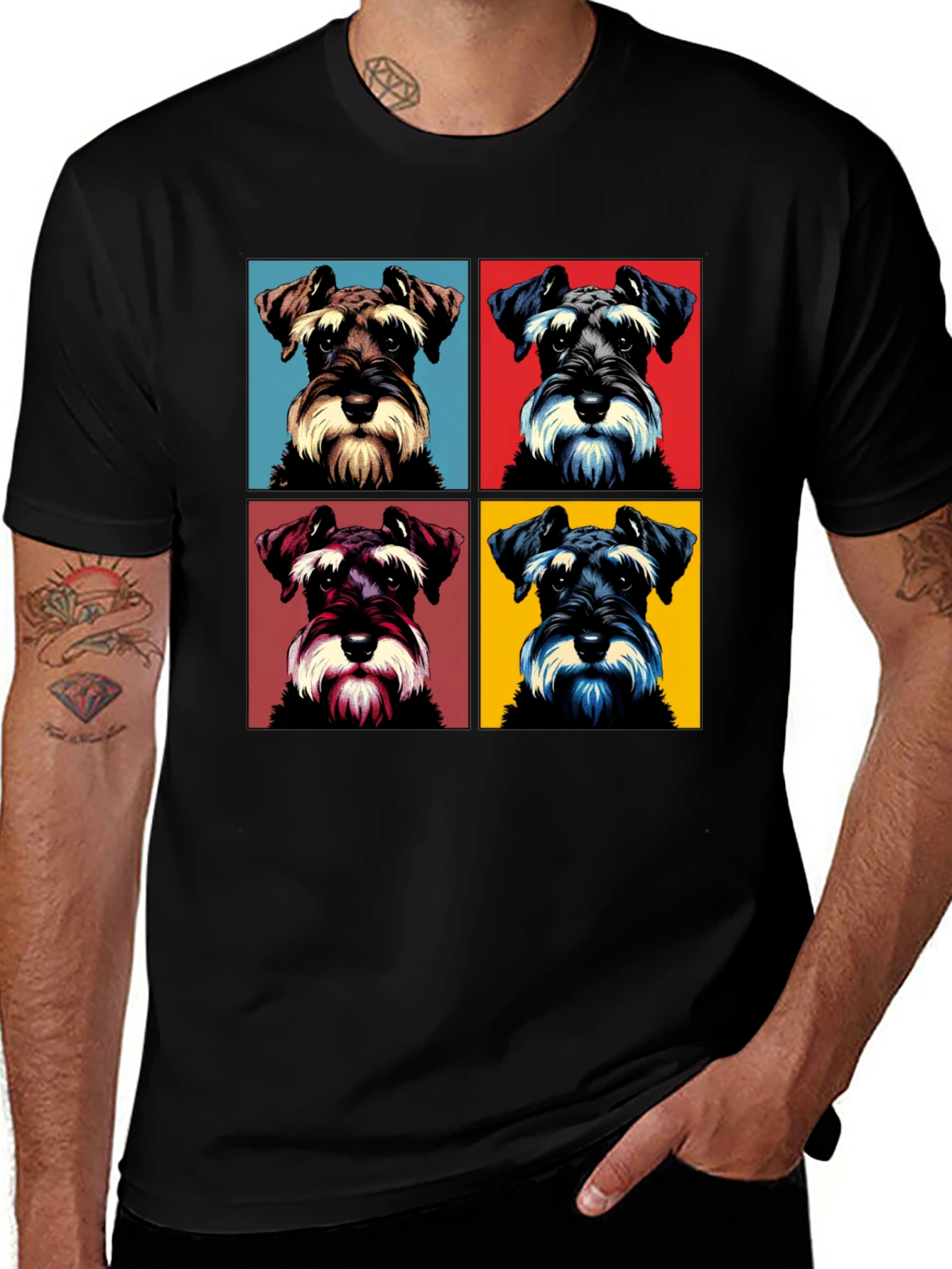 Schnauzer Pop Art Graphic T-Shirt