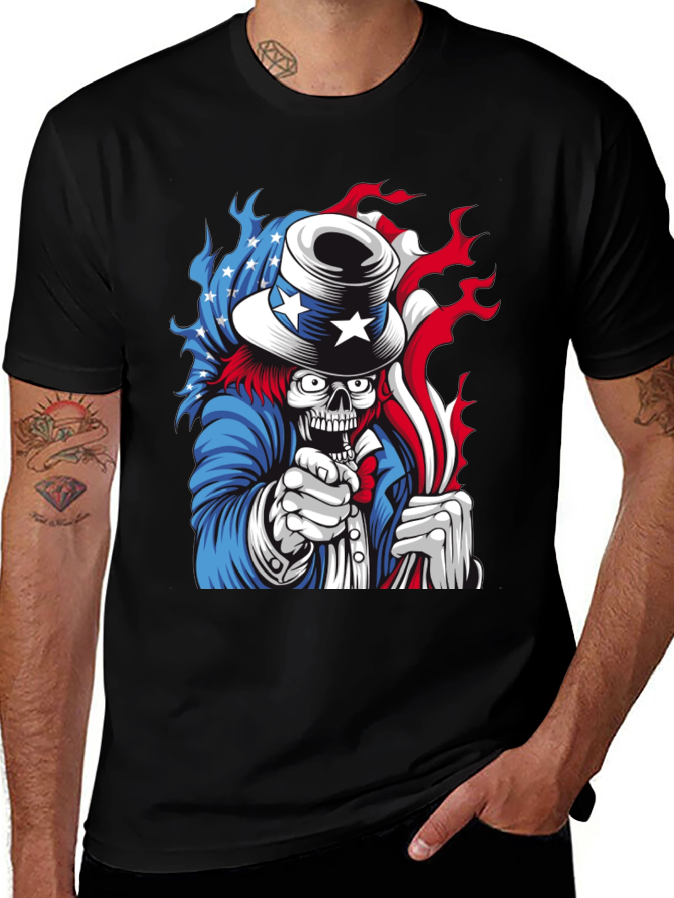 Patriotic Skull Graphic T-Shirt