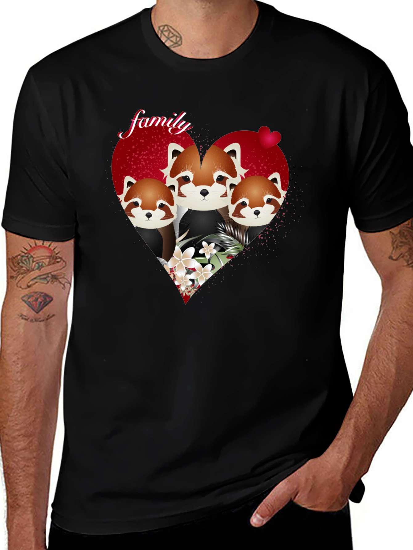 Variant 22 of Red Panda Family Heart Graphic Tee